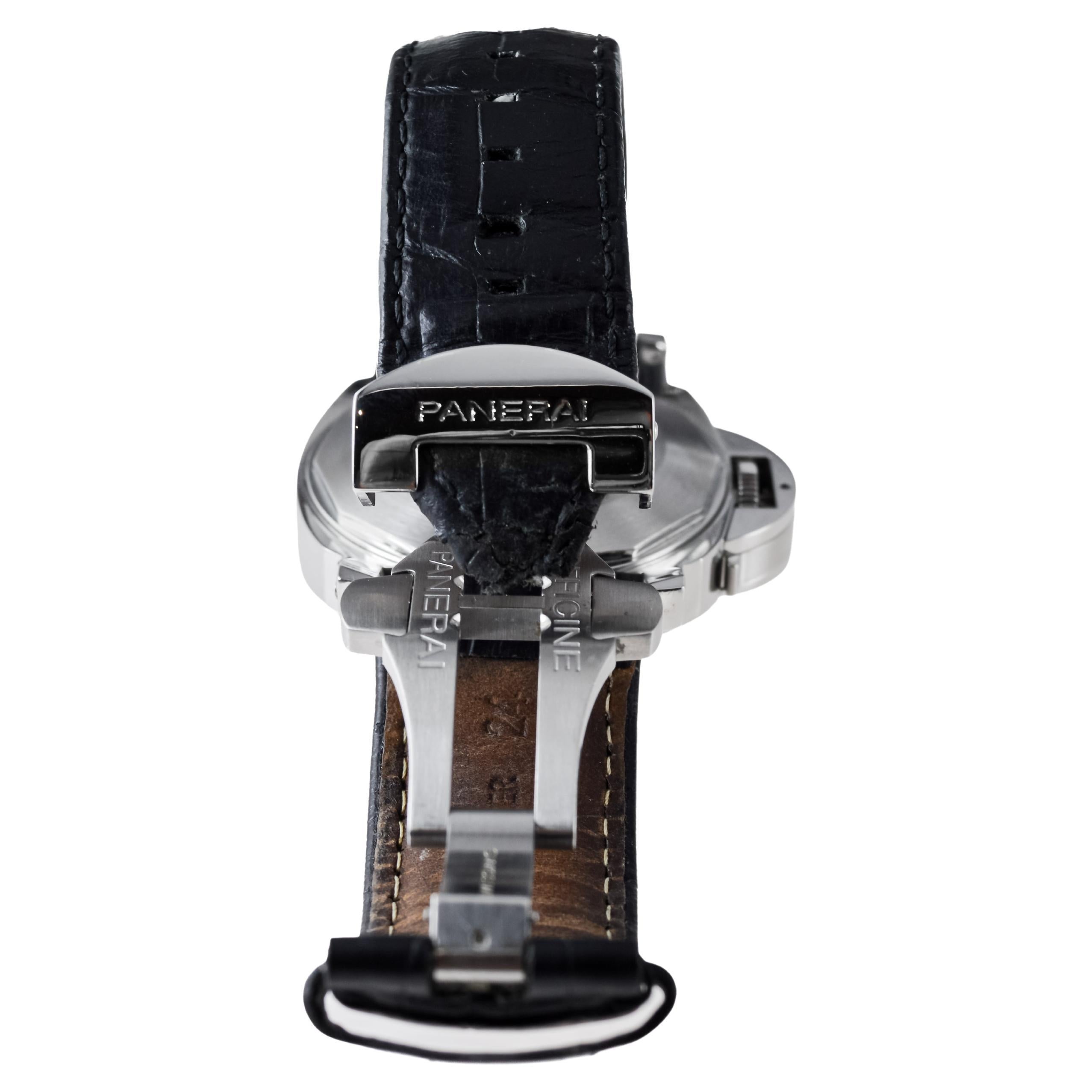 Panerai Steel Luminor Marina Watch circa 2010 Original Deployant Buckle PAM 104 For Sale 5