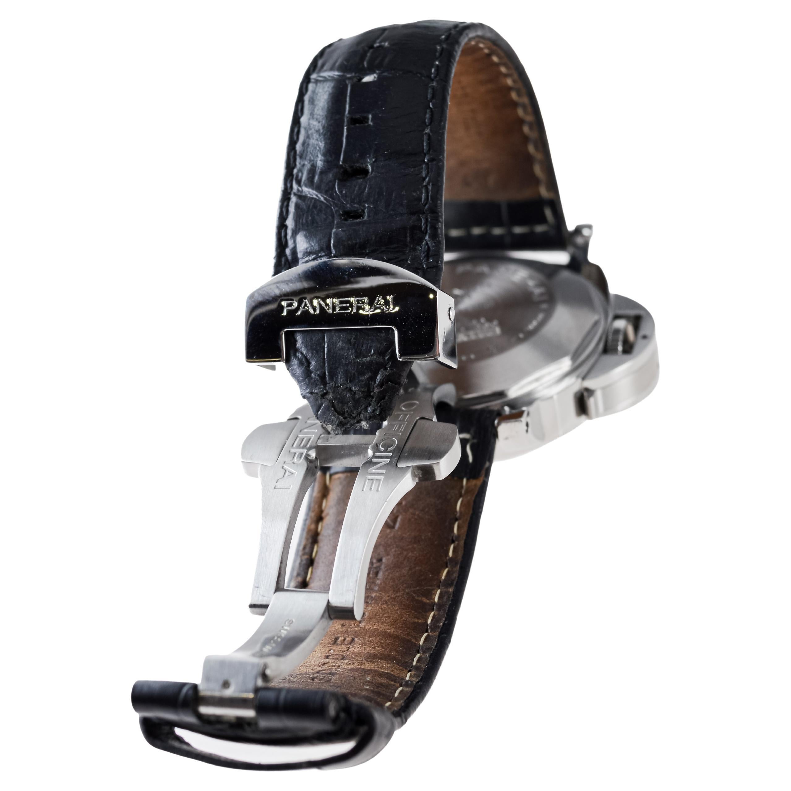 Panerai Steel Luminor Marina Watch circa 2010 Original Deployant Buckle PAM 104 For Sale 6
