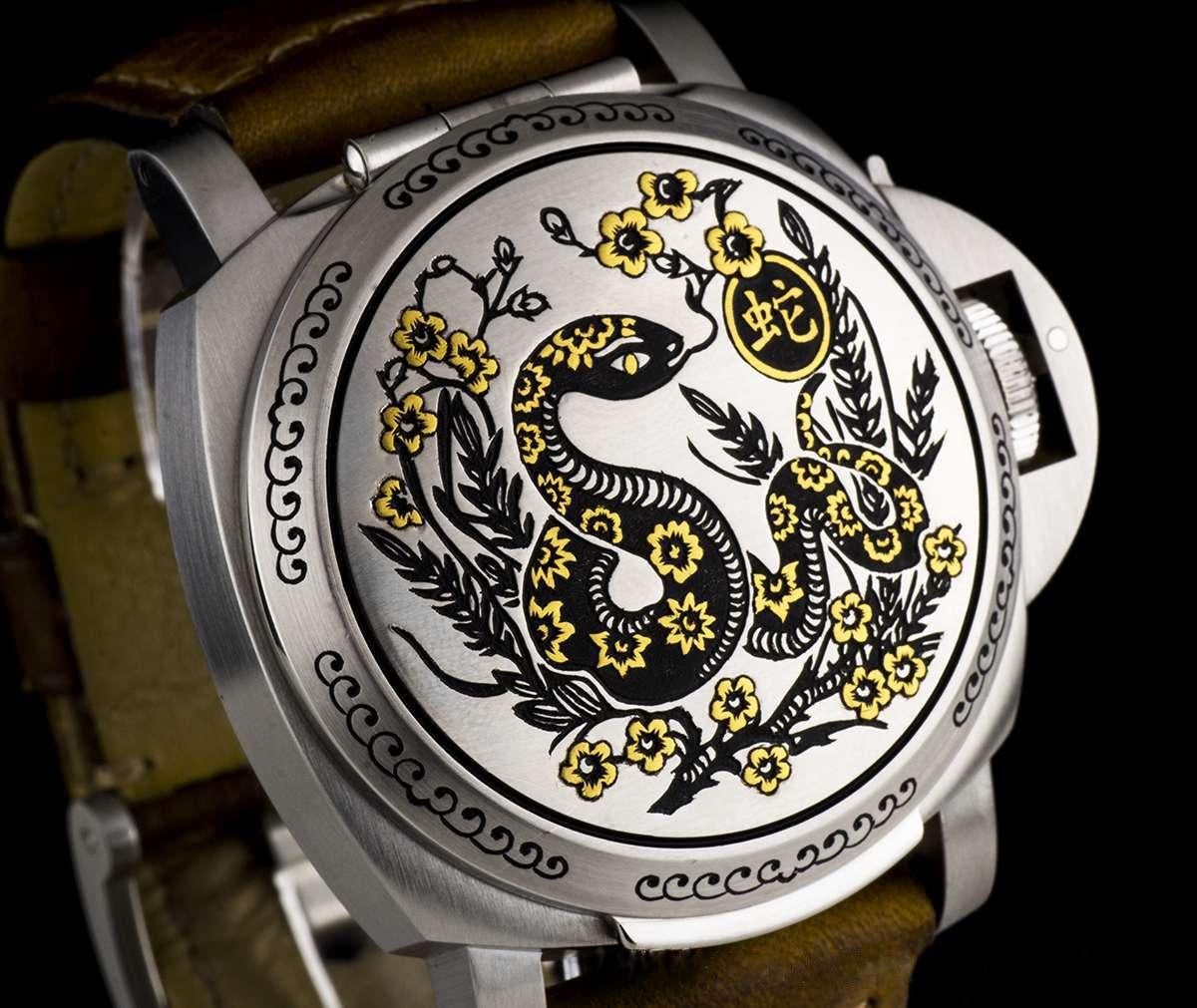 Panerai Steel Luminor Sealand Year of the Snake Ltd Ed PAM00842 Automatic Watch In Excellent Condition In Mayfair, London, London