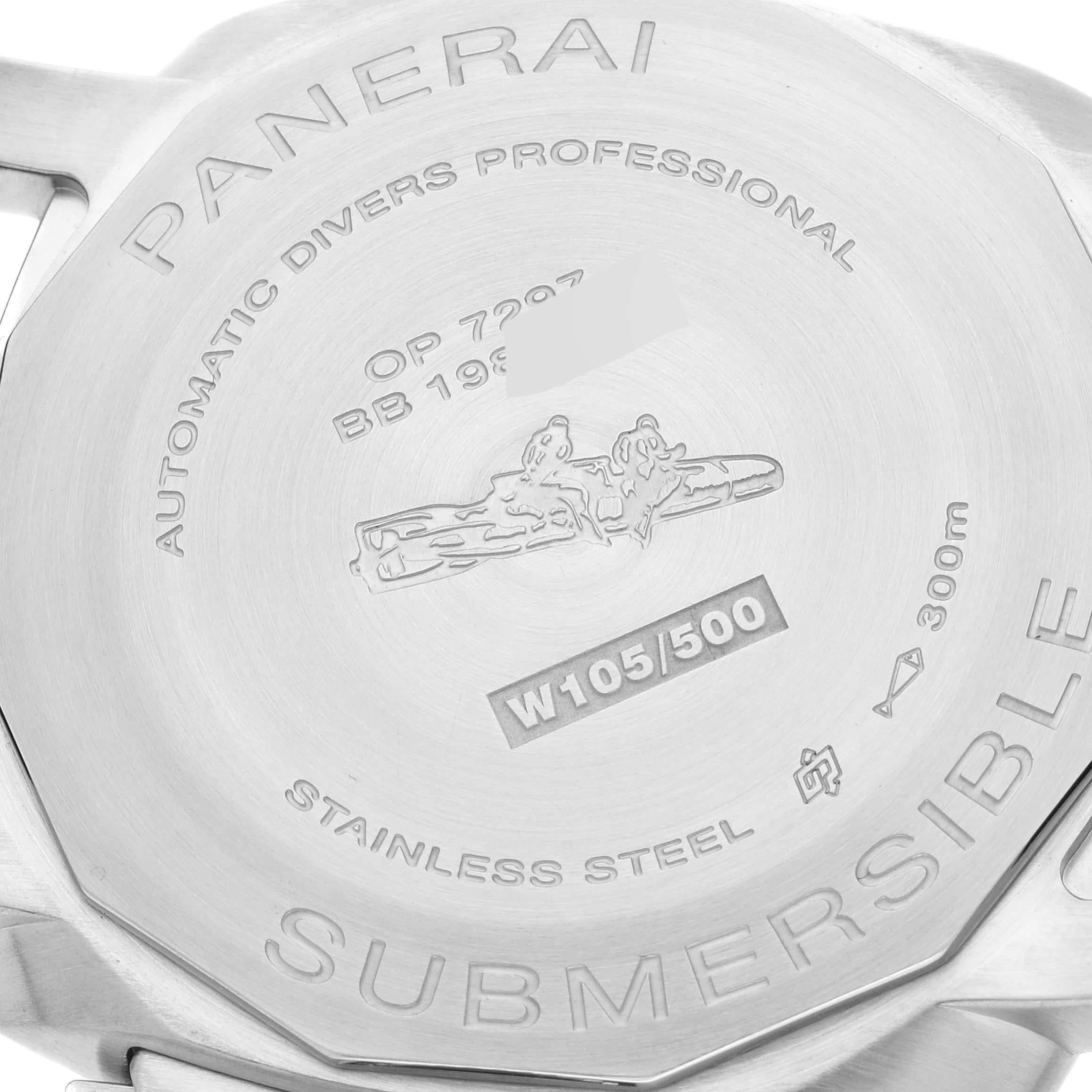 Men's Panerai Submersible Azzurro Black Dial Steel Mens Watch PAM01209 Card
