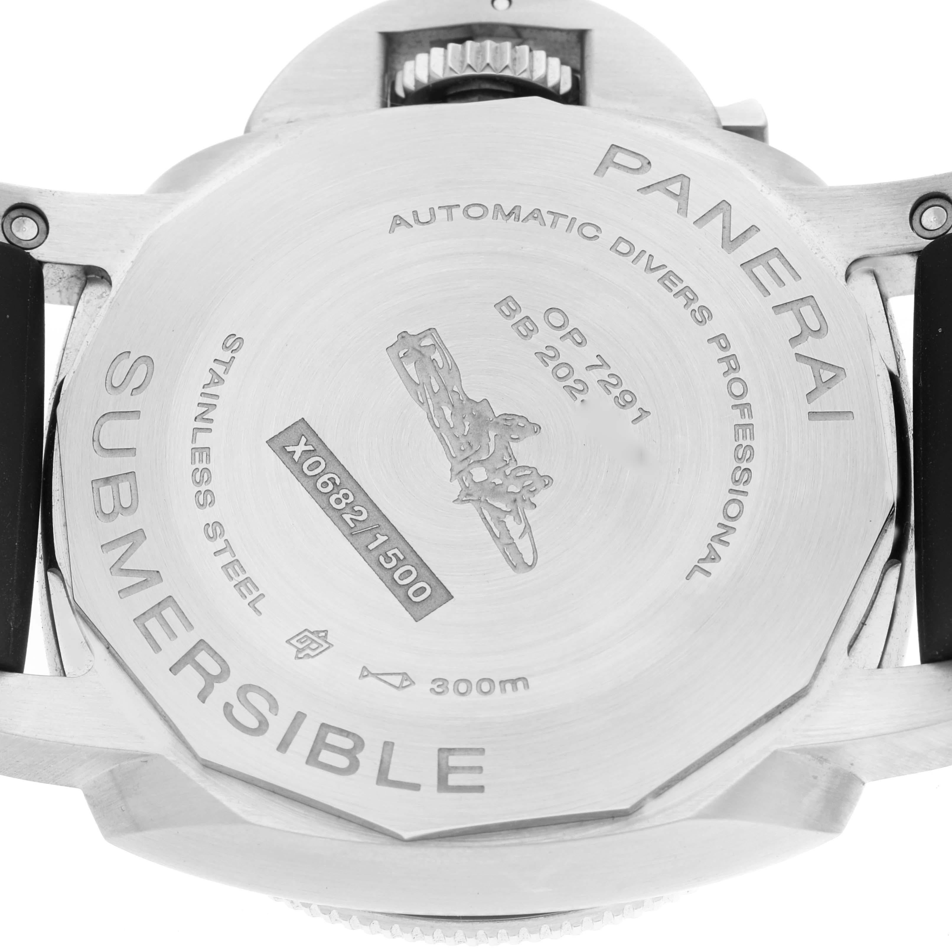 Panerai Submersible Bianco 42mm White Dial Steel Mens Watch PAM01223 Box Card In Excellent Condition In Atlanta, GA