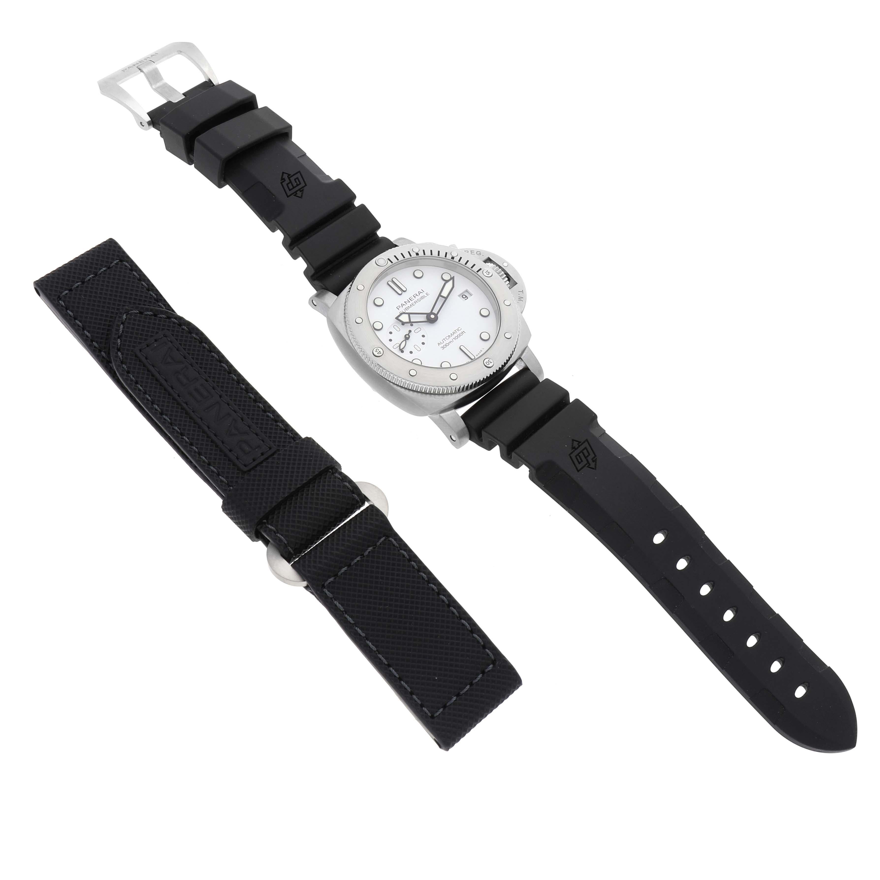 Panerai Submersible Bianco 42mm Weißes Zifferblatt Stahl Herrenuhr PAM01223 Box Card 5