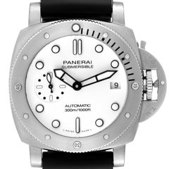 Panerai Submersible Bianco 42mm White Dial Steel Mens Watch PAM01223 Box Card