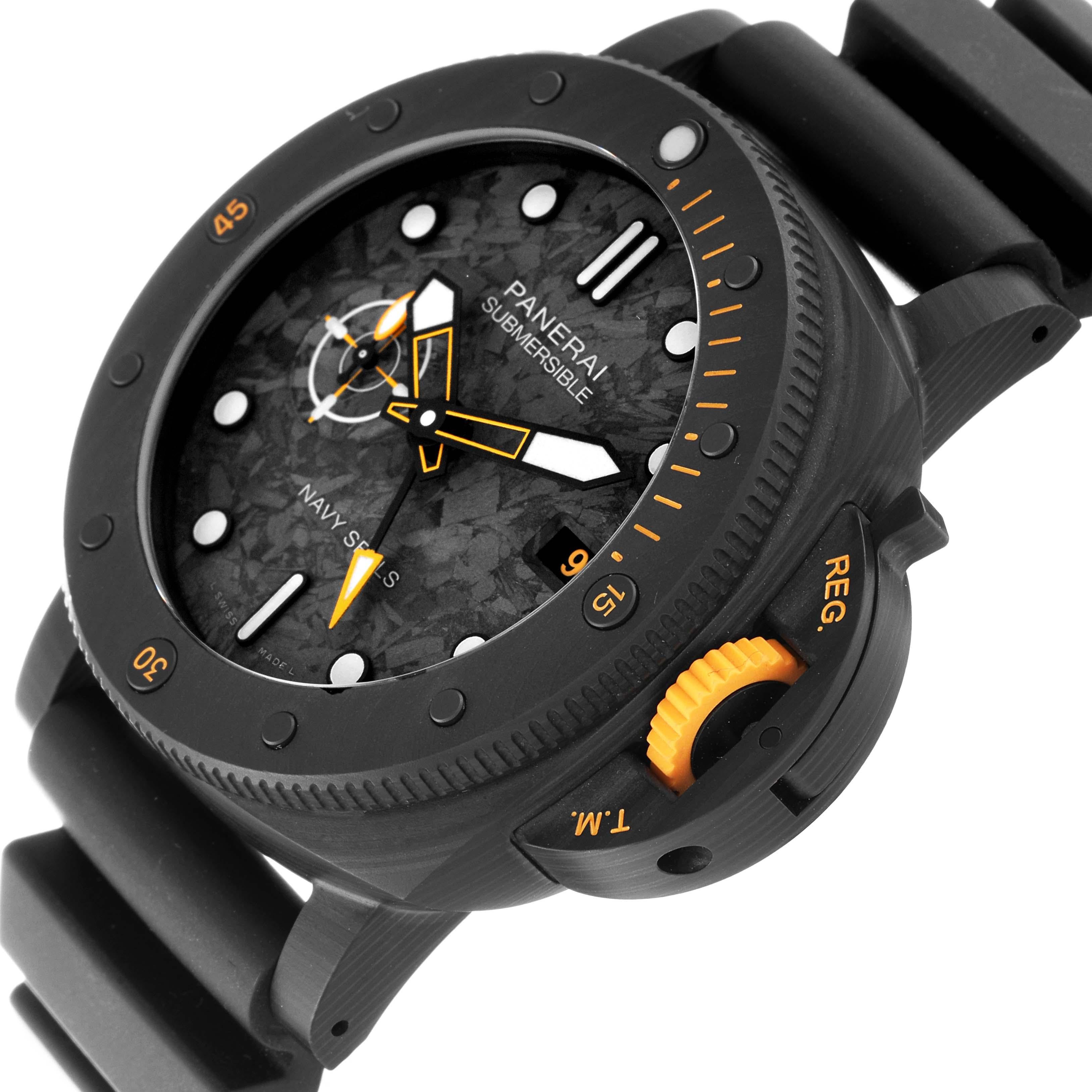 Panerai Submersible GMT Navy Seals LE Carbotech Mens Watch PAM01324 Box Card For Sale 5