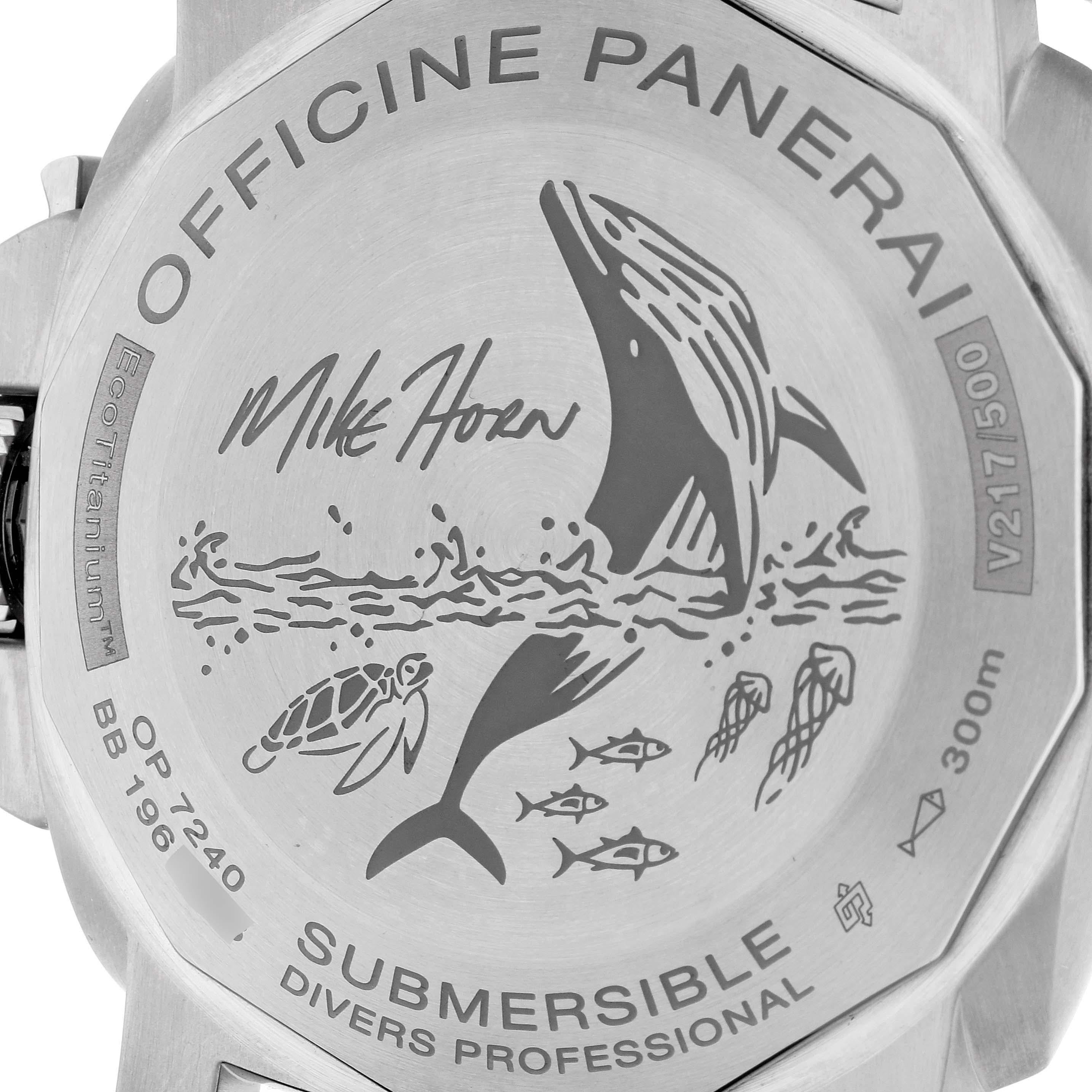 Panerai Submersible Mike Horn Edition Titanium Mens Watch PAM00984 Box Card For Sale 2