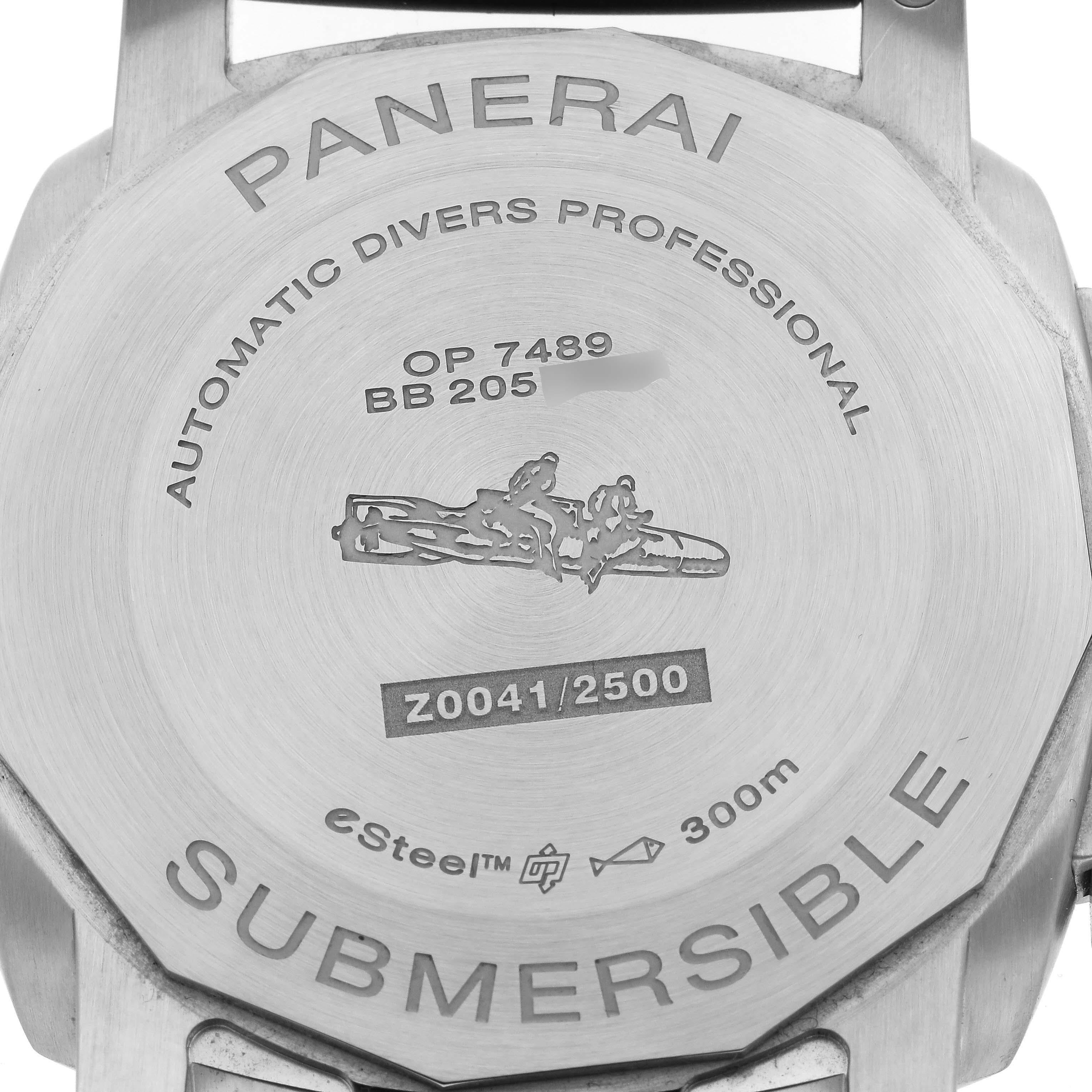 Panerai Submersible QuarantaQuattro Grigio Steel Mens Watch PAM01288 Unworn. Automatic self-winding movement. Stainless steel cushion case, 44.0 mm in diameter. Panerai patented crown protector. Unidirectional rotating diver's bezel. Scratch