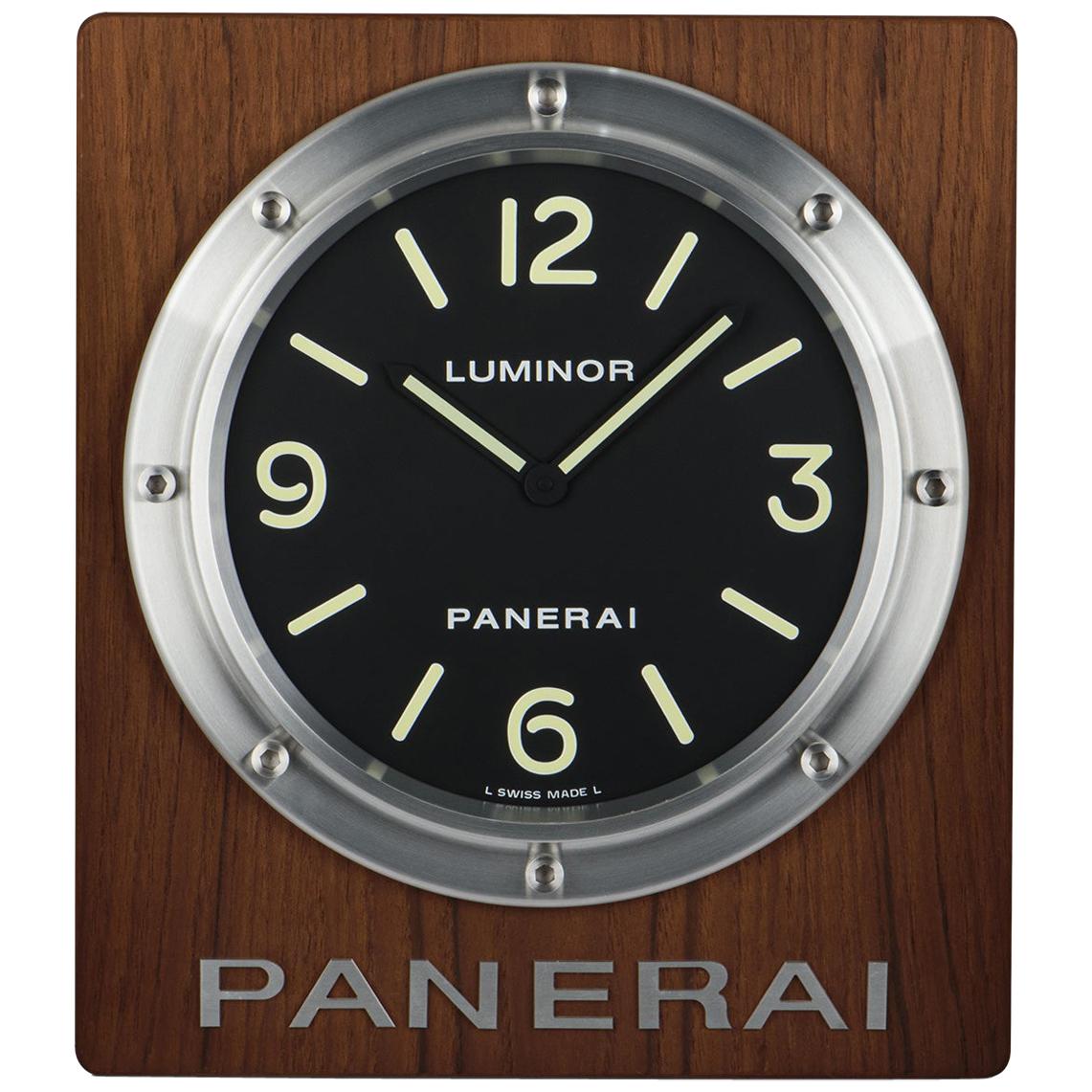 Panerai Wall Clock Aluminium and Wood Black Dial B&P OP6670