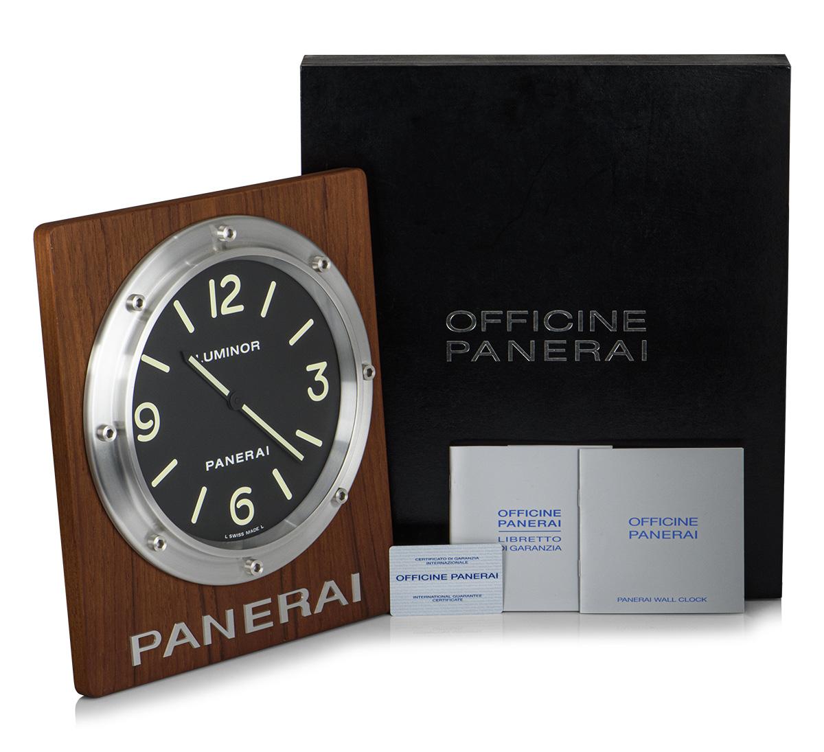 Panerai Wanduhr Aluminium und Holz schwarzes Zifferblatt B&P OP6670 4