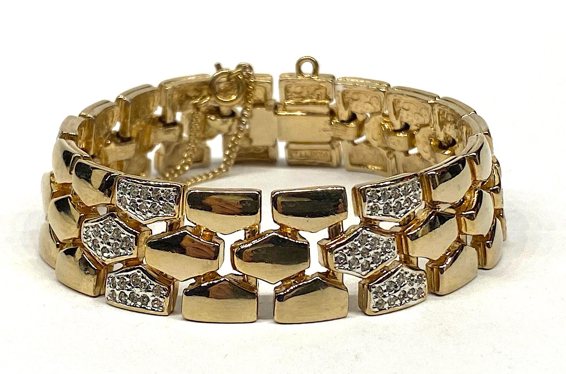 Panetta 1980s Gold and Rhinestone Accent Bracelet 5