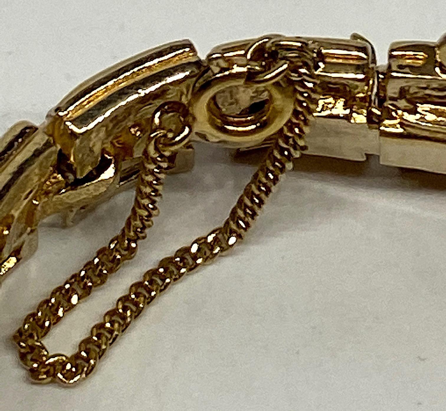 Panetta 1980s Gold and Rhinestone Accent Bracelet 6