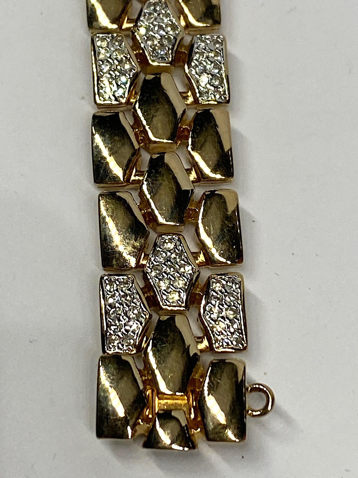 Panetta 1980s Gold and Rhinestone Accent Bracelet In Excellent Condition In New York, NY