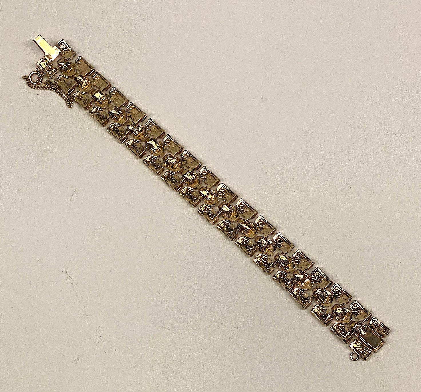 Panetta 1980s Gold and Rhinestone Accent Bracelet 2