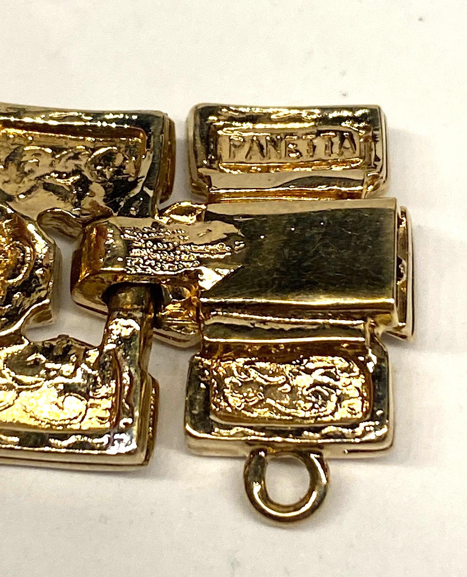 Panetta 1980s Gold and Rhinestone Accent Bracelet 3