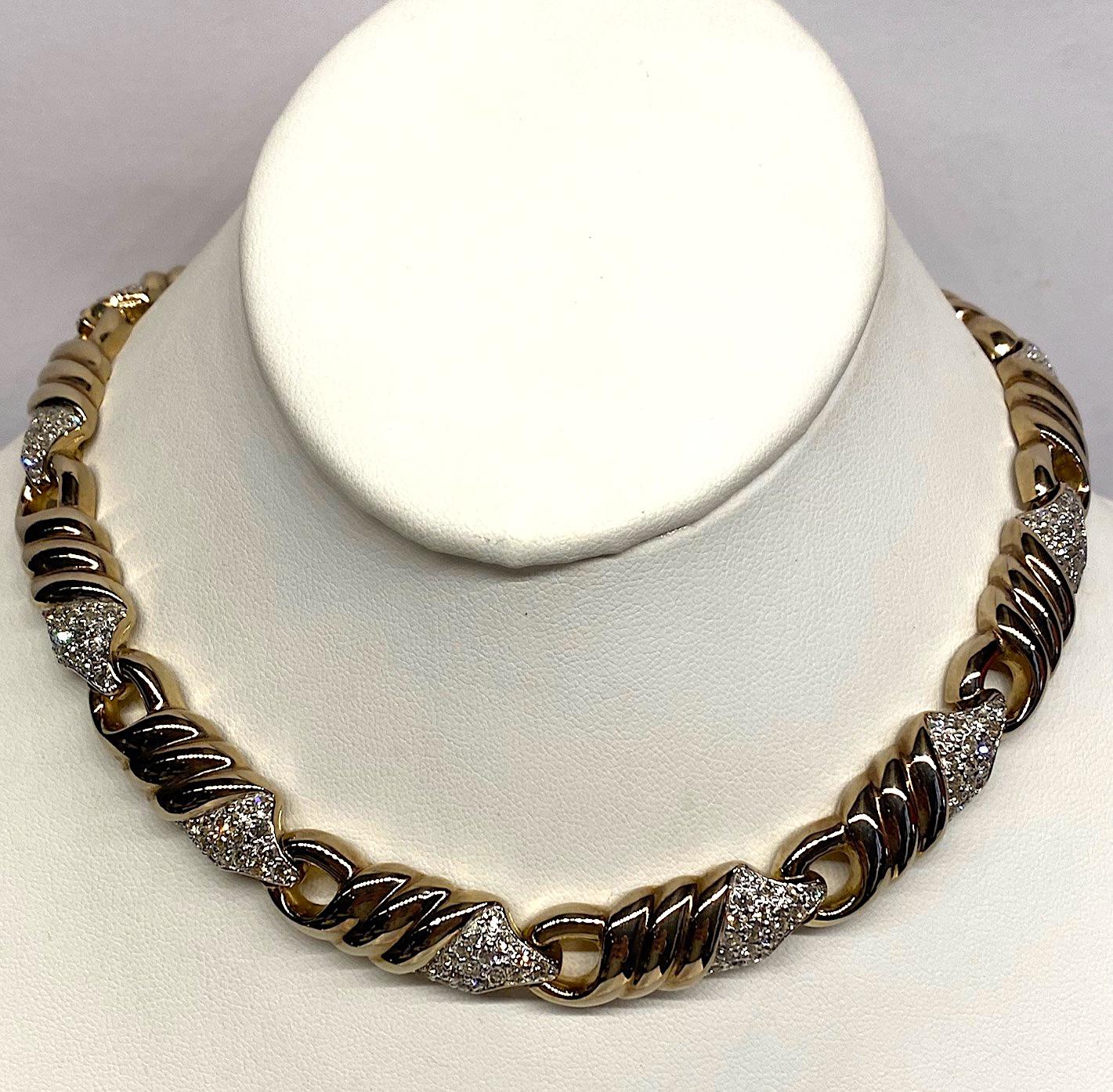 Panetta 1980s Gold Twist and Rhinestone 