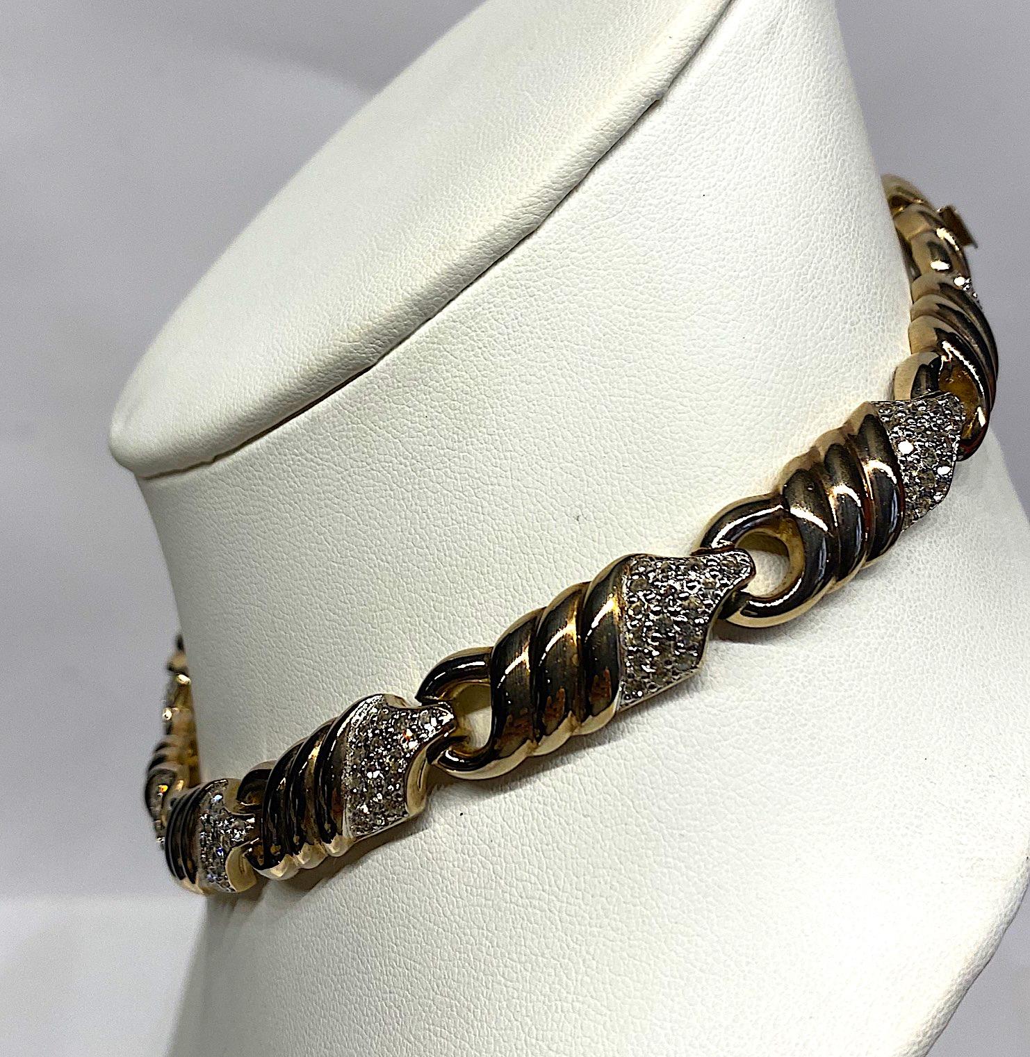 Panetta 1980s Gold Twist & Rhinestone Accent Necklace In Good Condition In New York, NY