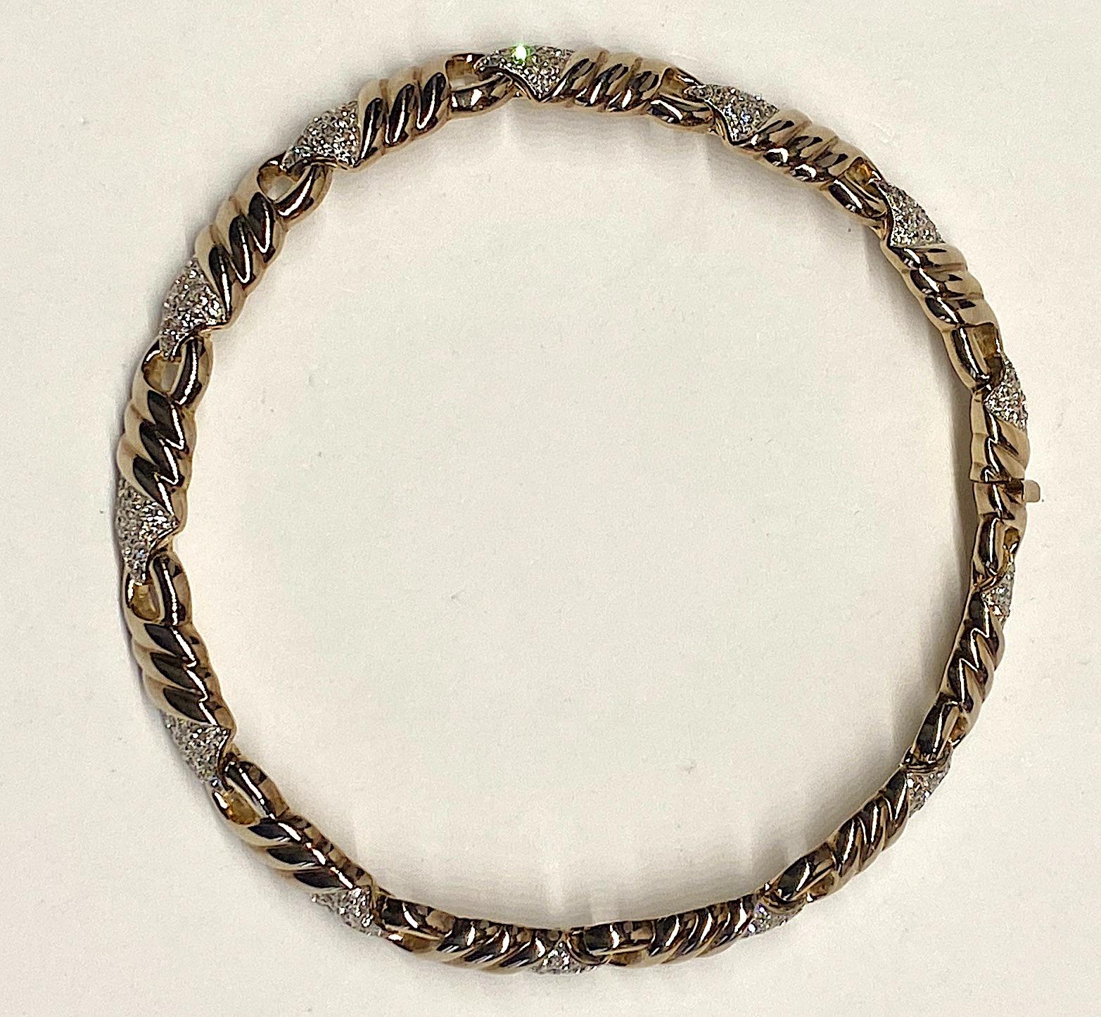 Panetta 1980s Gold Twist & Rhinestone Necklace In Good Condition In New York, NY