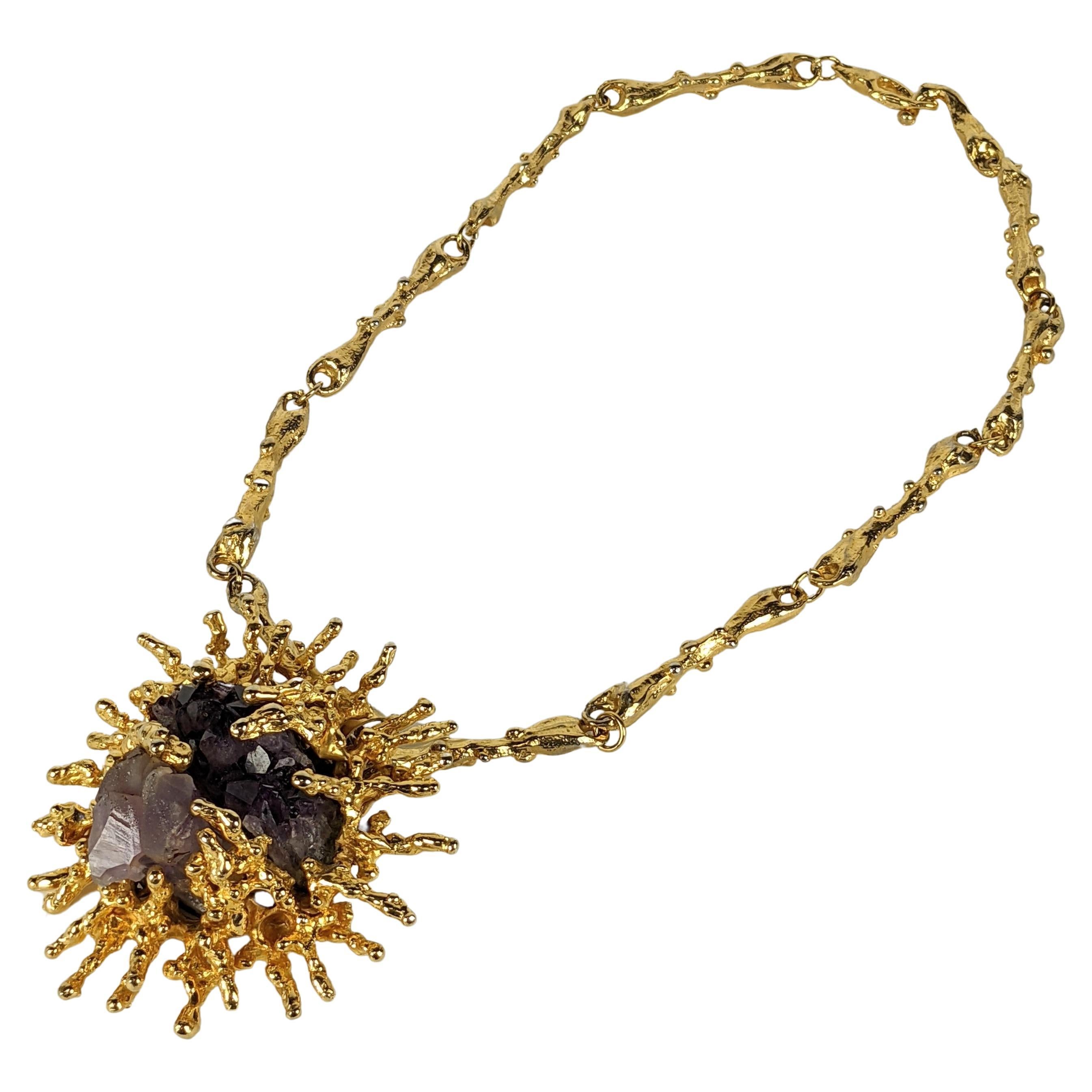 Panetta Abstract Mineral Pendant Necklace For Sale
