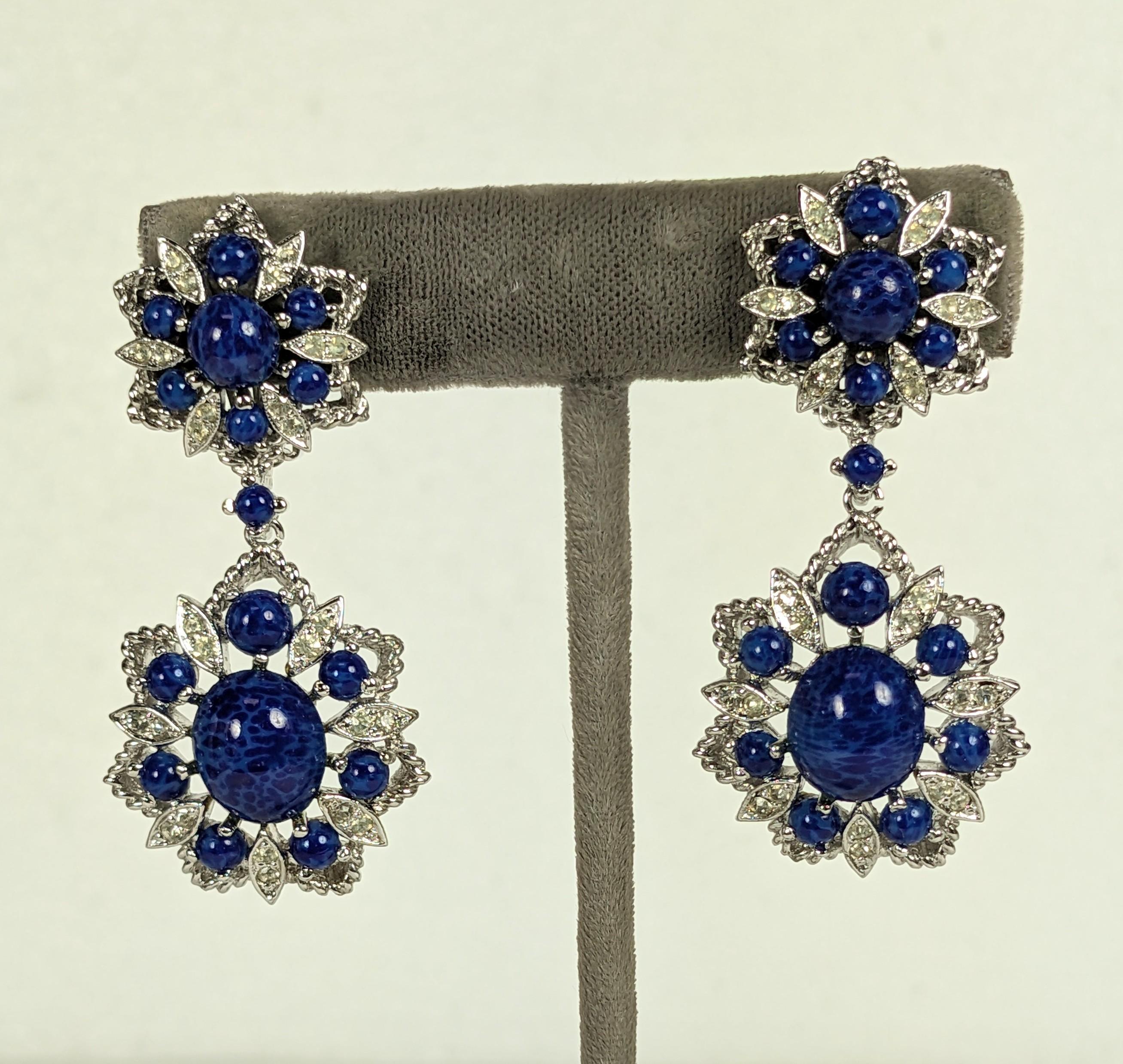 Panetta Faux Lapis und Pave Schneeflocken-Ohrringe für Damen oder Herren im Angebot