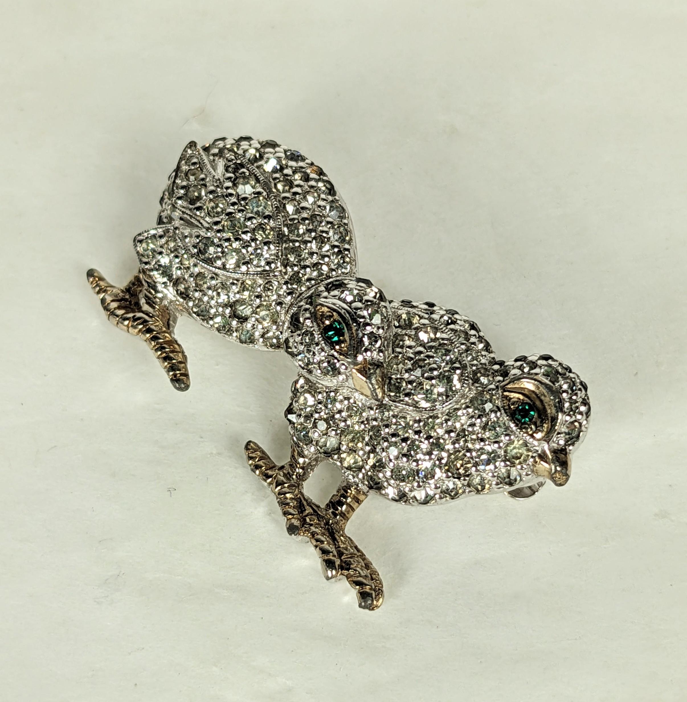 Artisan  Panetta Pave Chick Couple Mini Brooch For Sale