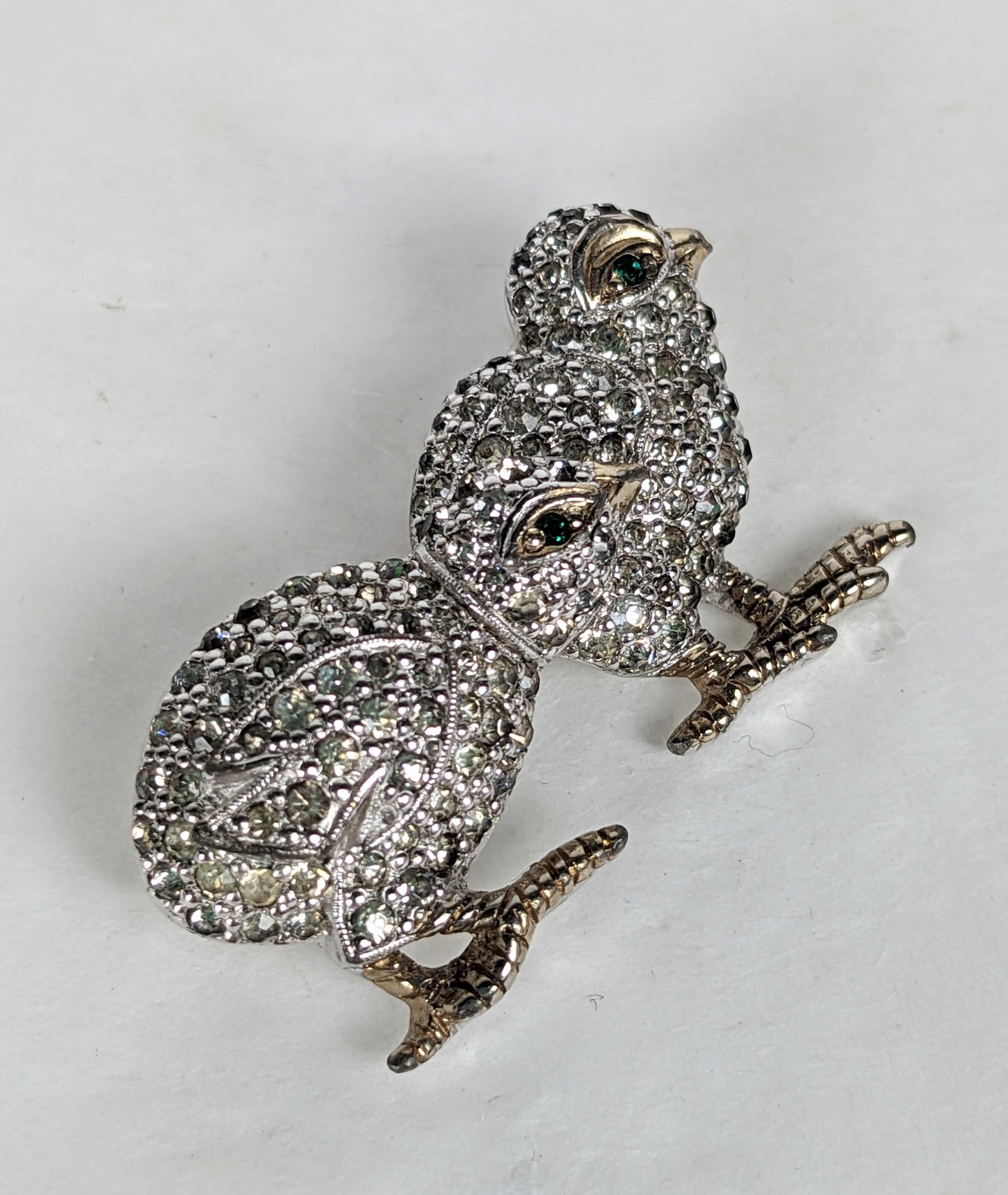  Panetta Pave Chick Couple Mini Brooch In Excellent Condition For Sale In New York, NY