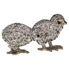 Panetta Pave Chick Couple Mini Brooch