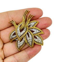 PANETTA broche de diseño vintage firmado con cristales en tono dorado plateado