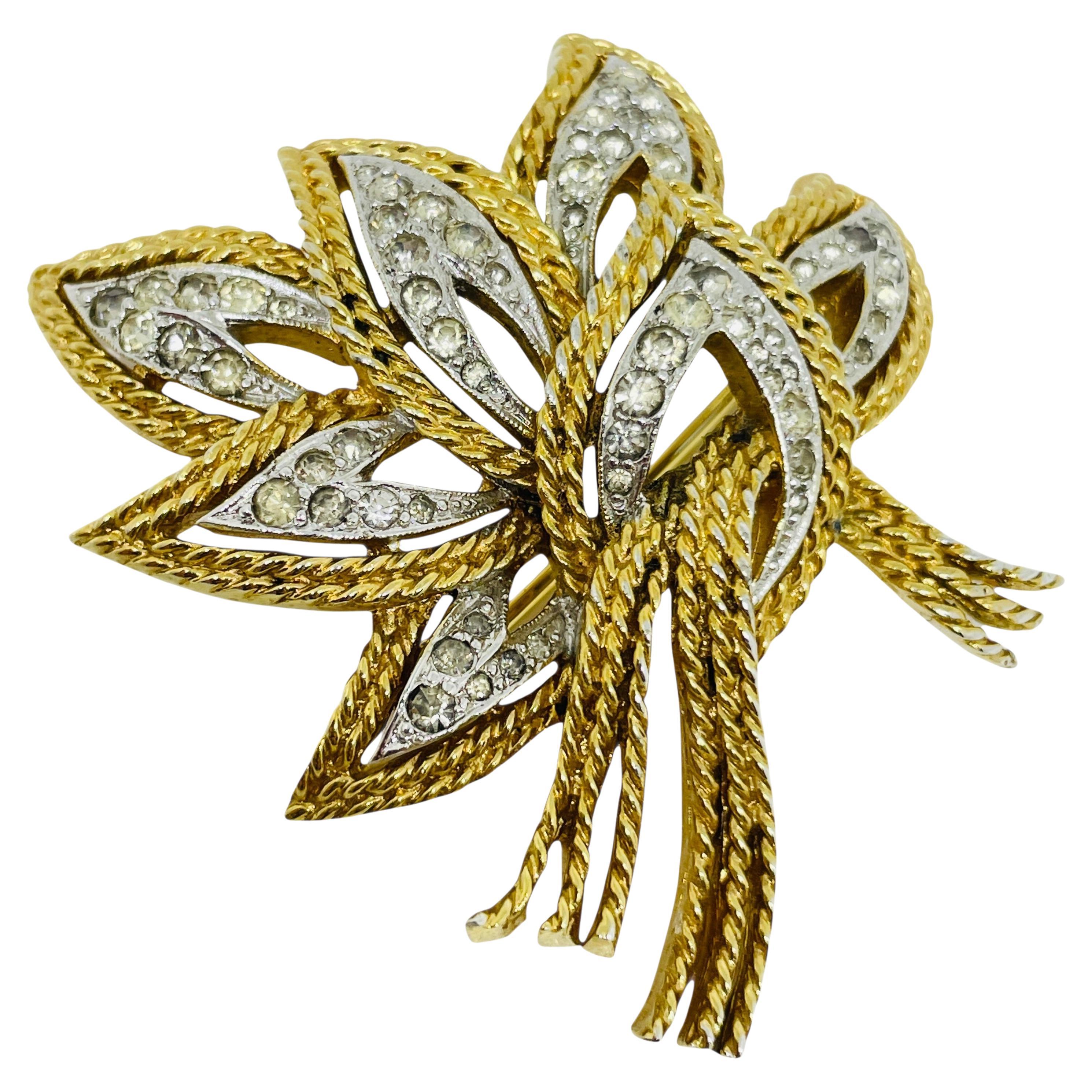 PANETTA signiert Vintage Gold Silber Ton Kristalle Designer Brosche