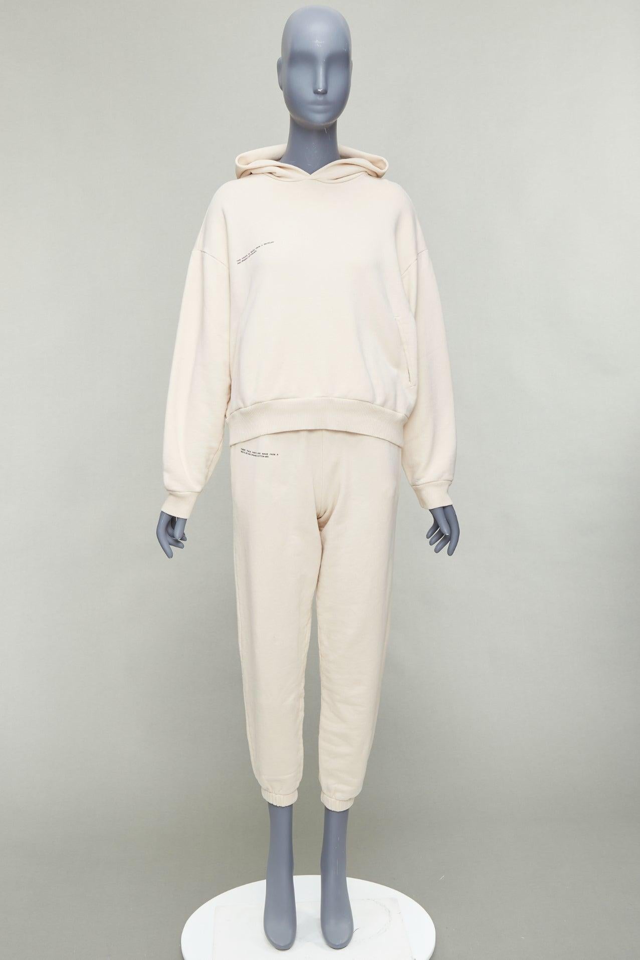 PANGAIA panna, cotone organico riciclato, felpa con cappuccio e pantalone XXS in vendita 6