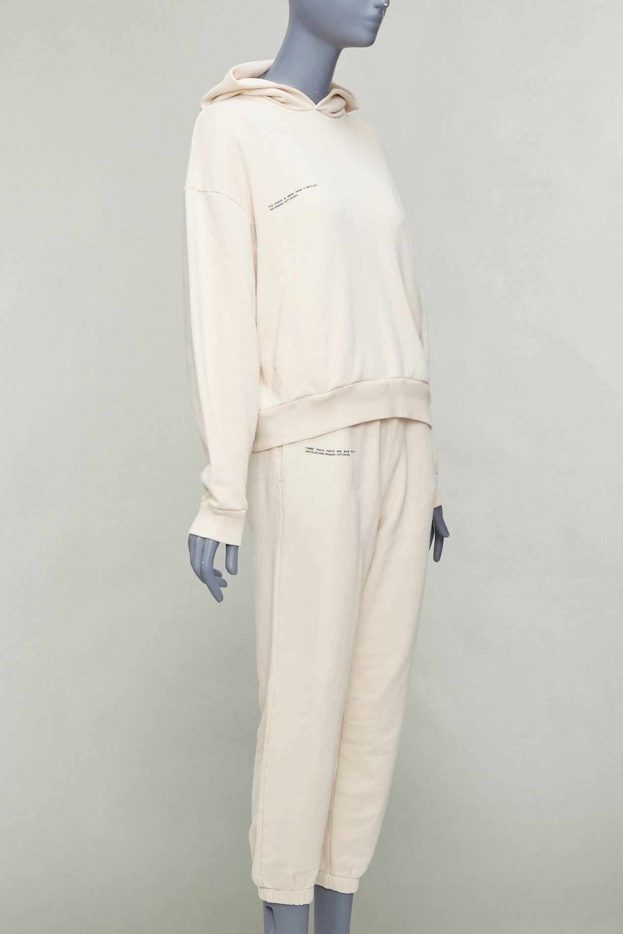 Beige PANGAIA panna, cotone organico riciclato, felpa con cappuccio e pantalone XXS in vendita
