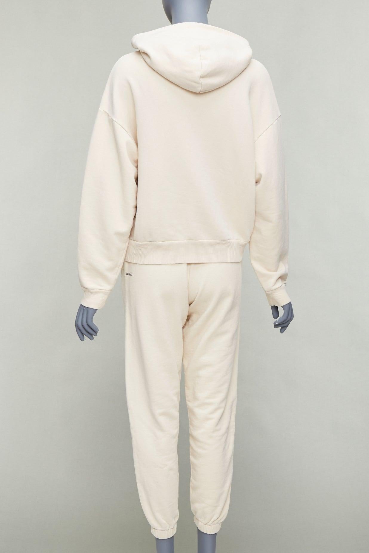 Donna PANGAIA panna, cotone organico riciclato, felpa con cappuccio e pantalone XXS in vendita