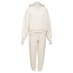 PANGAIA cream organic recycled cotton hoodie jogger pant set XXS