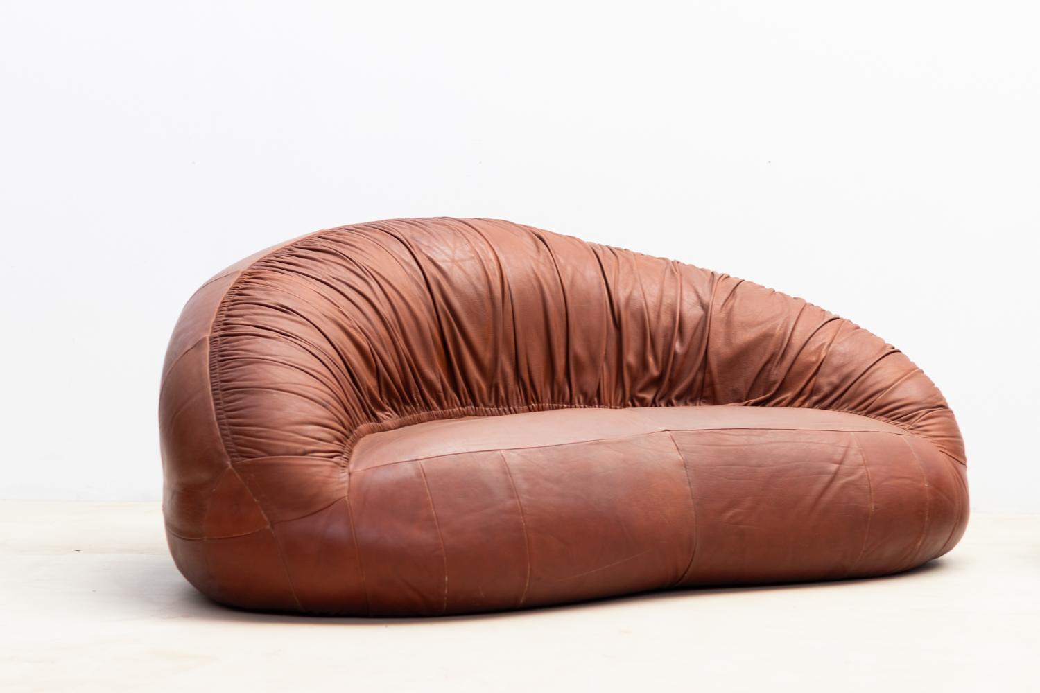 Pangolin Leather sofa and armchair by Egg Designs For Sale 2