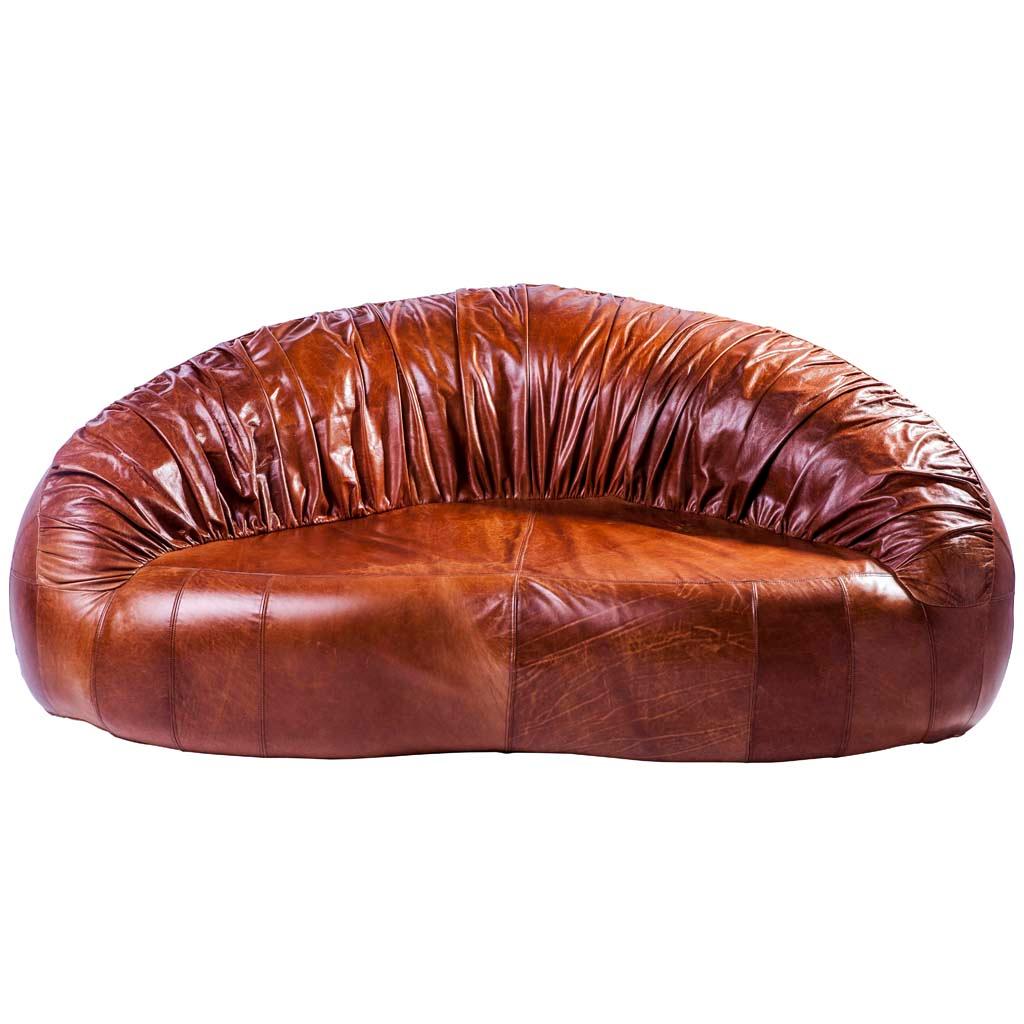 Moderne Canapé Pangolin en cuir plissé de style rétro contemporain par Egg Designs en vente