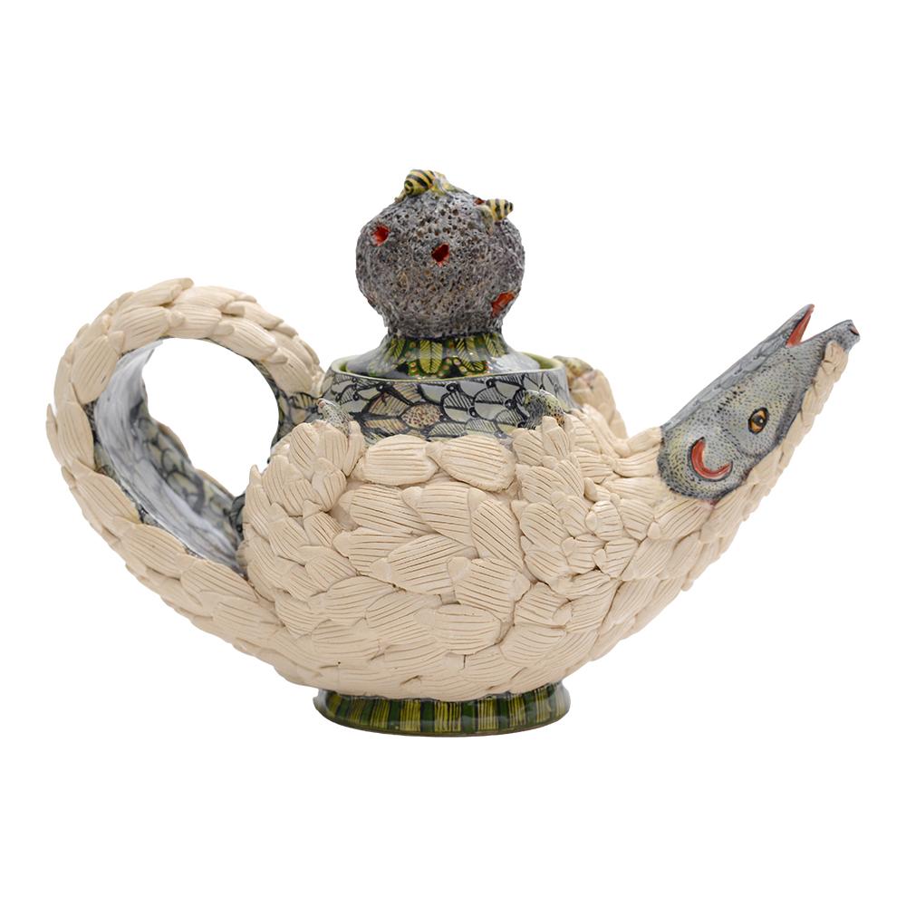 Modern Hand-made Ceramic Pangolin Teapot, made in South Africa For Sale