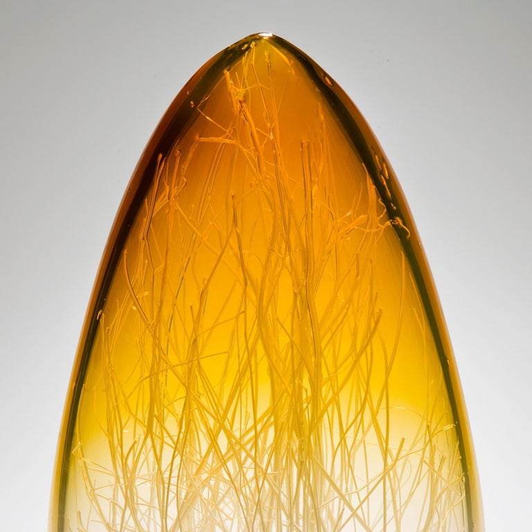 Organic Modern  Panicum in Amber and White, a Unique Glass Sculpture by Enemark & Thompson For Sale