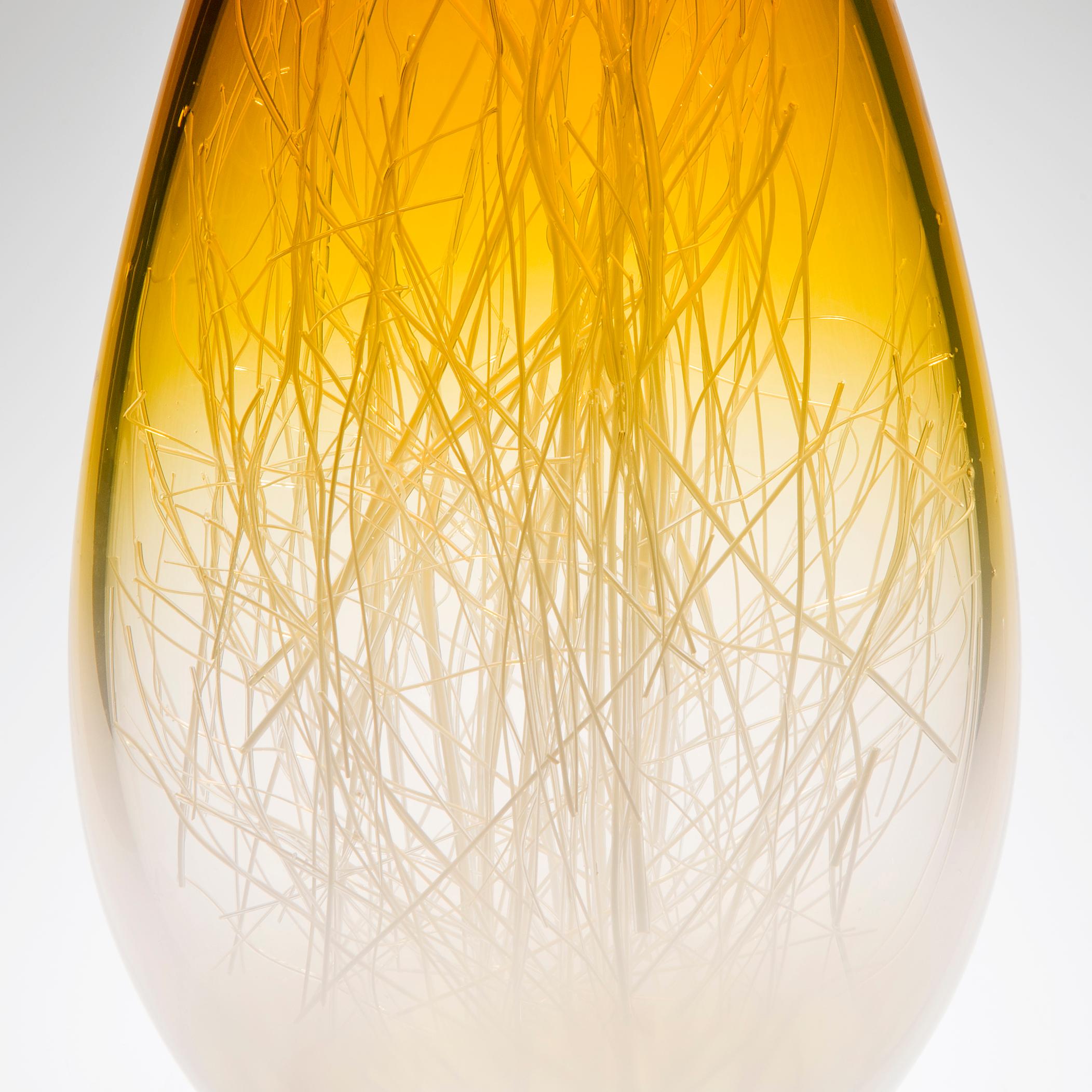 Panicum in Amber and White, a Unique Glass Sculpture by Enemark & Thompson In New Condition In London, GB