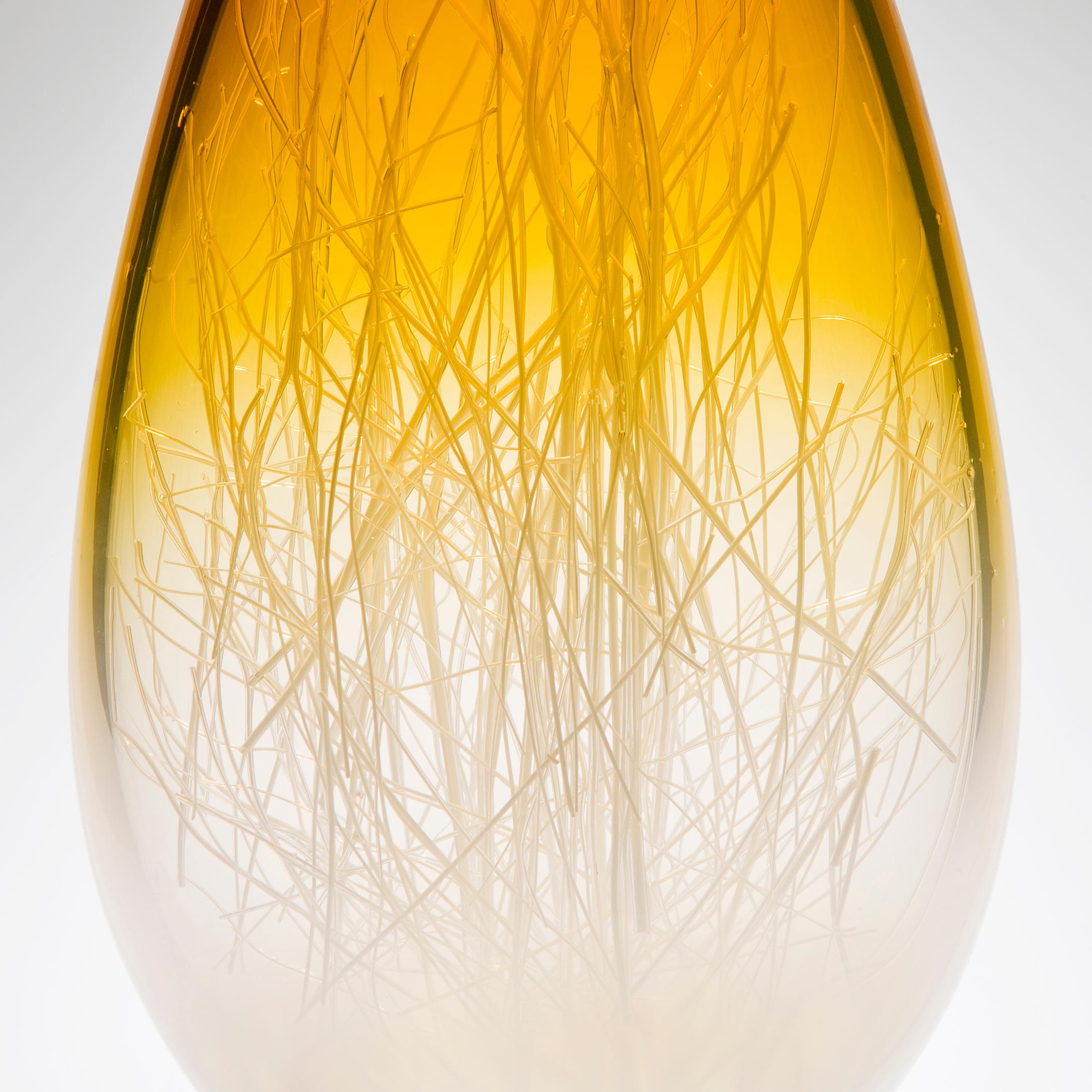 British  Panicum in Amber and White, a Unique Glass Sculpture by Enemark & Thompson For Sale