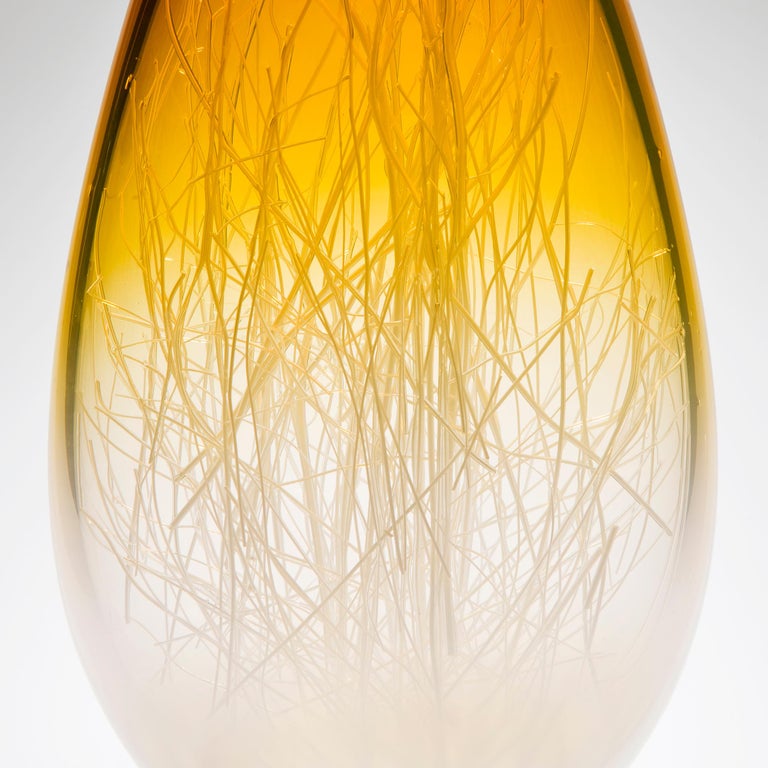 British  Panicum in Amber and White, a Unique Glass Sculpture by Enemark & Thompson For Sale