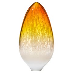 Panicum in Amber and White, a Unique Glass Sculpture by Enemark & Thompson