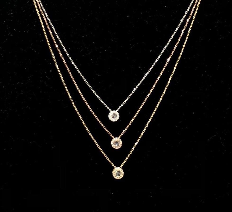 PANIM 0.22 Rosecut Drop Pendant Necklace in 18 Karat Rose Gold For Sale 6