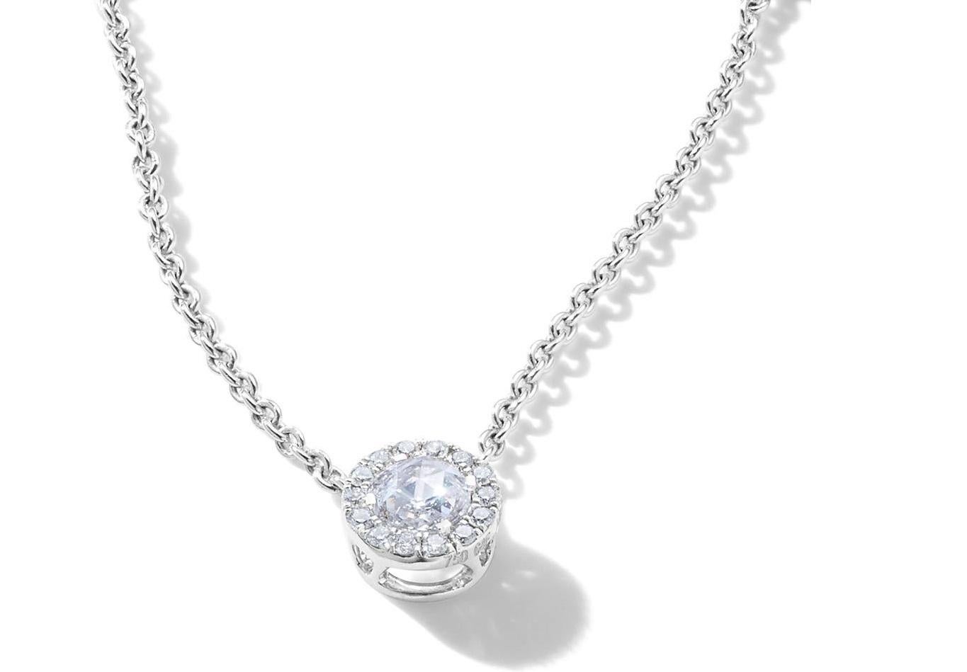 PANIM 0.22 Rosecut Drop Pendant Necklace in 18 Karat Rose Gold For Sale 1