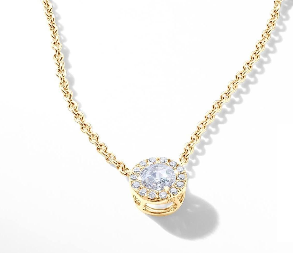 Collana con ciondolo a goccia PANIM 0,22 Rosecut in oro rosa 18 carati in vendita 2