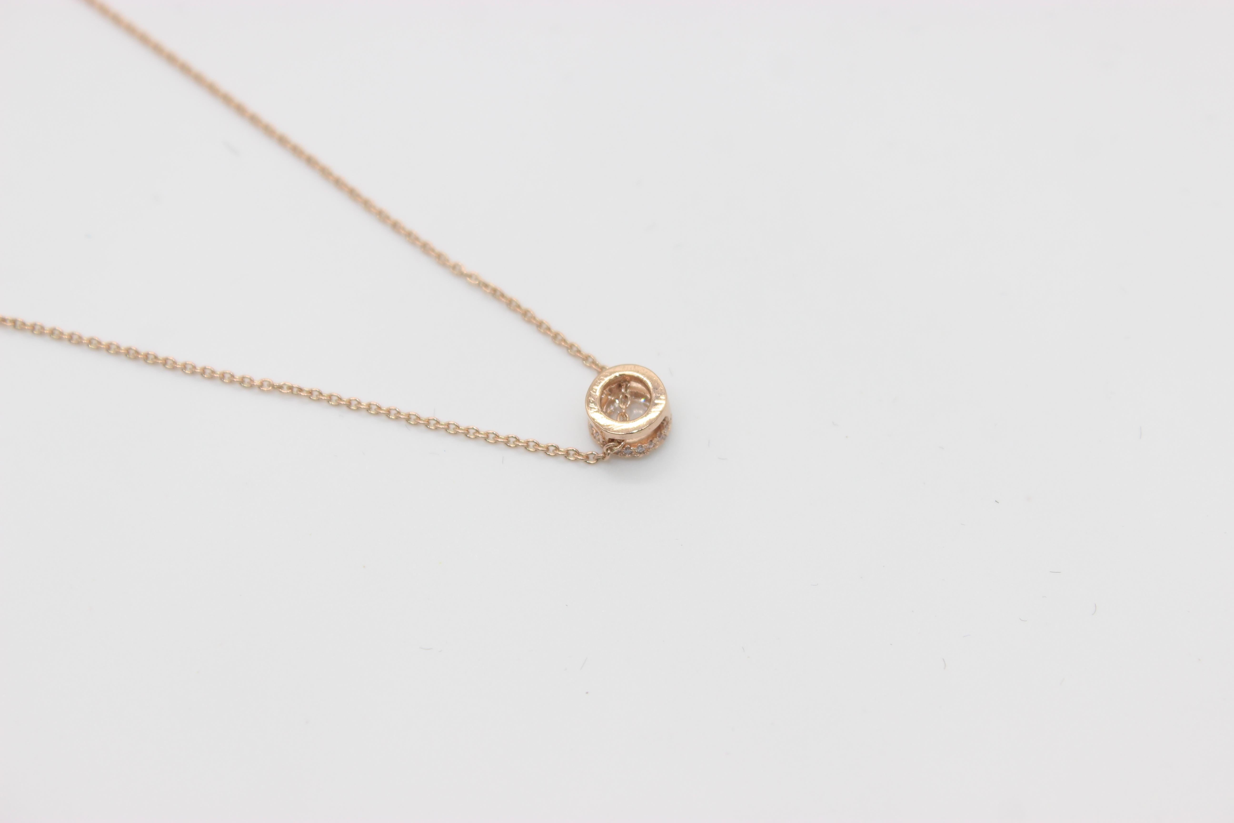 Modern PANIM 0.22 Rosecut Drop Pendant Necklace in 18 Karat Rose Gold For Sale