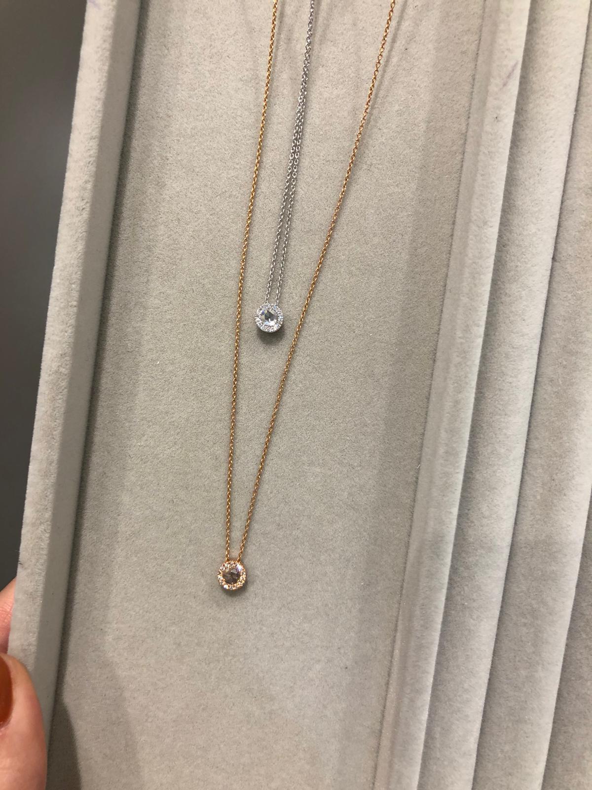 PANIM 0.22 Rosecut Drop Pendant Necklace in 18 Karat Rose Gold For Sale 5