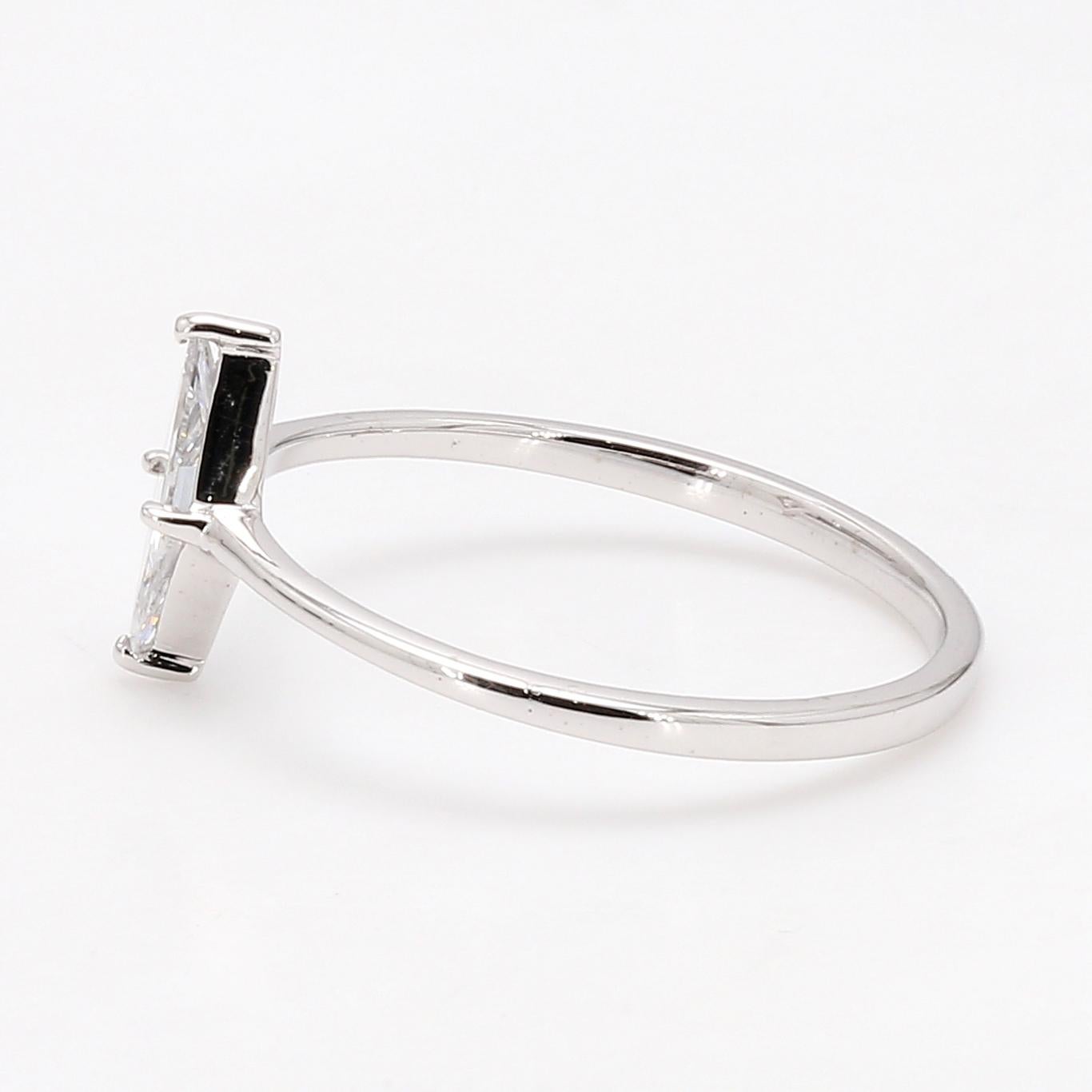 Modern Panim 0.25CTS Kite Shape Diamond 18K White Gold Ring For Sale