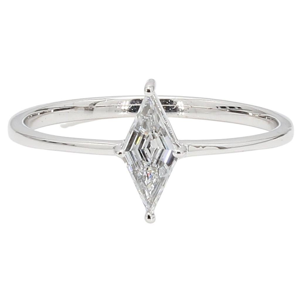 Panim 0.25CTS Kite Shape Diamond 18K White Gold Ring For Sale