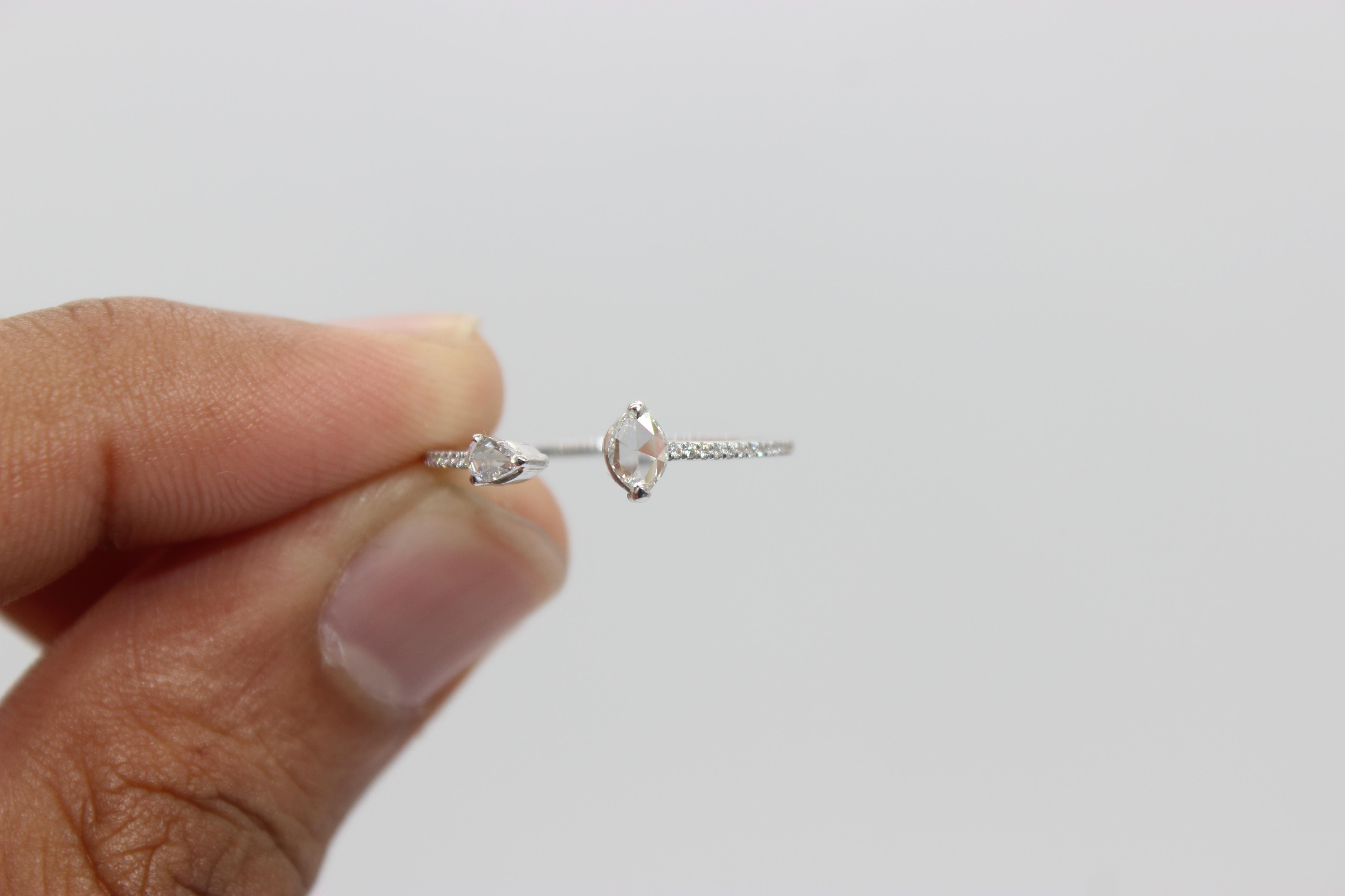 PANIM 0.30 Carat Ring with Diamond Rosecut in 18 Karat White Gold For Sale 1
