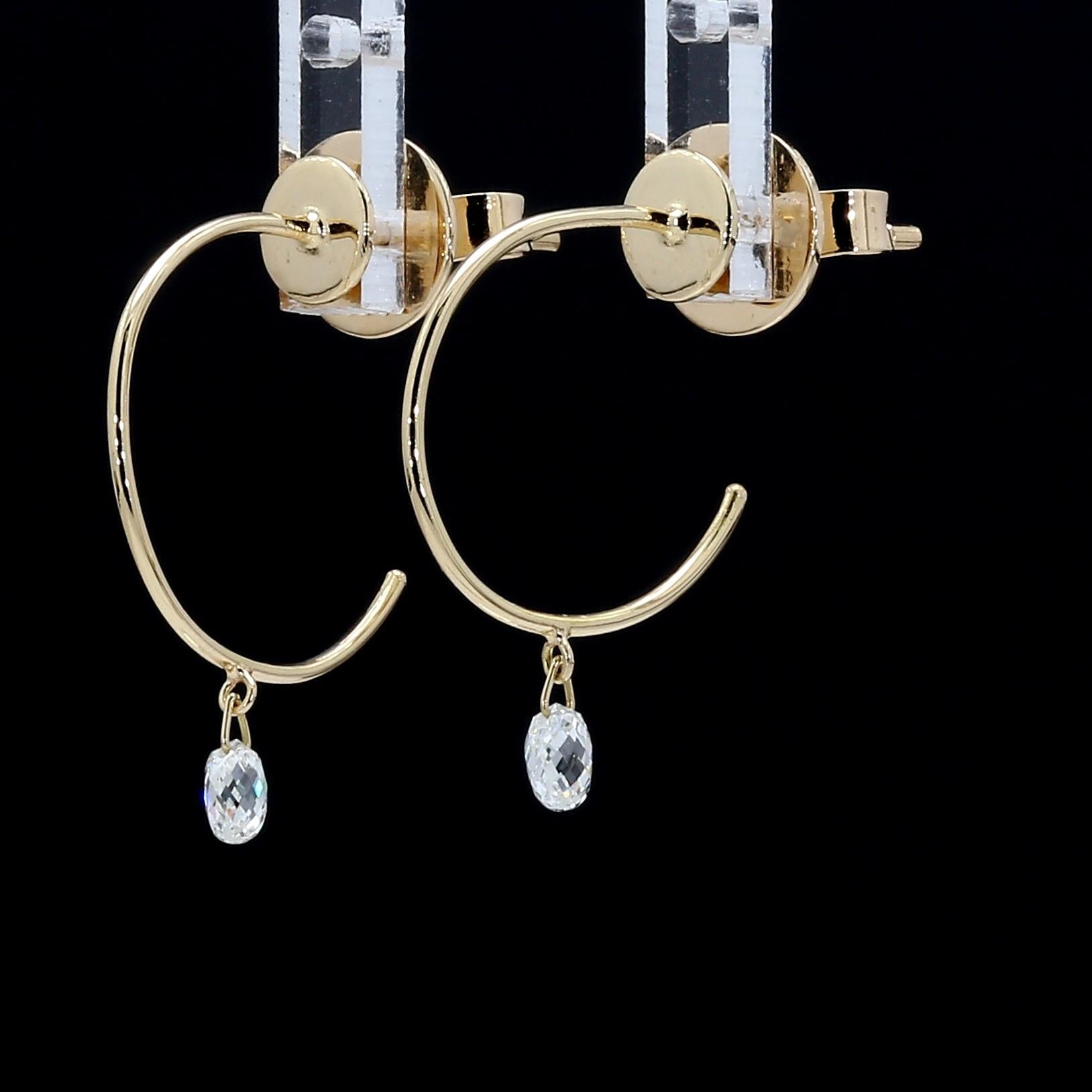 PANIM 0.31 Carat 18K Yellow Gold Diamond Briolette Hoop Earrings For Sale 4
