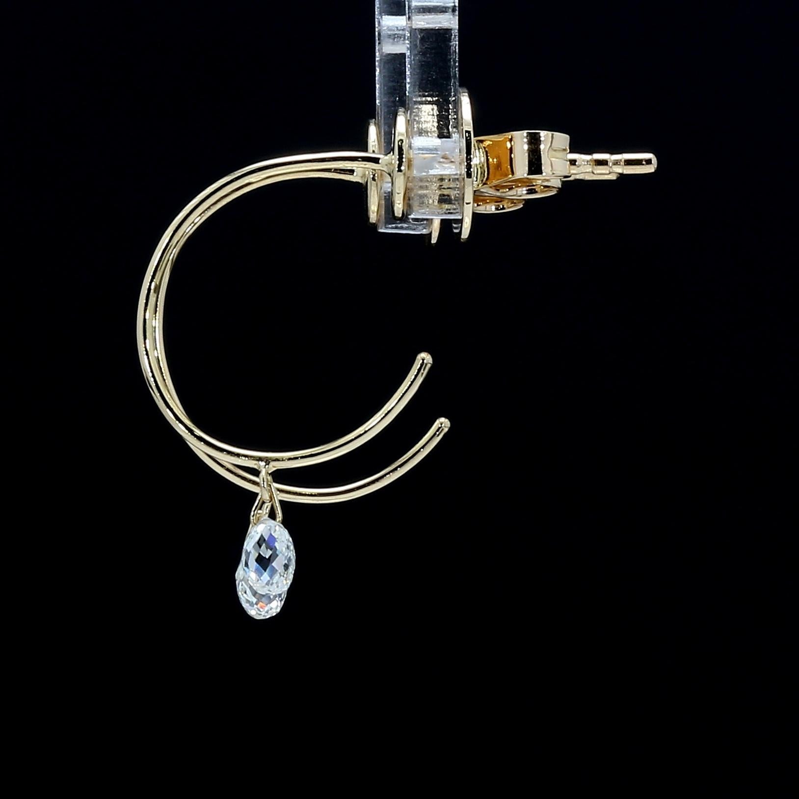 PANIM 0.31 Carat 18K Yellow Gold Diamond Briolette Hoop Earrings For Sale 5