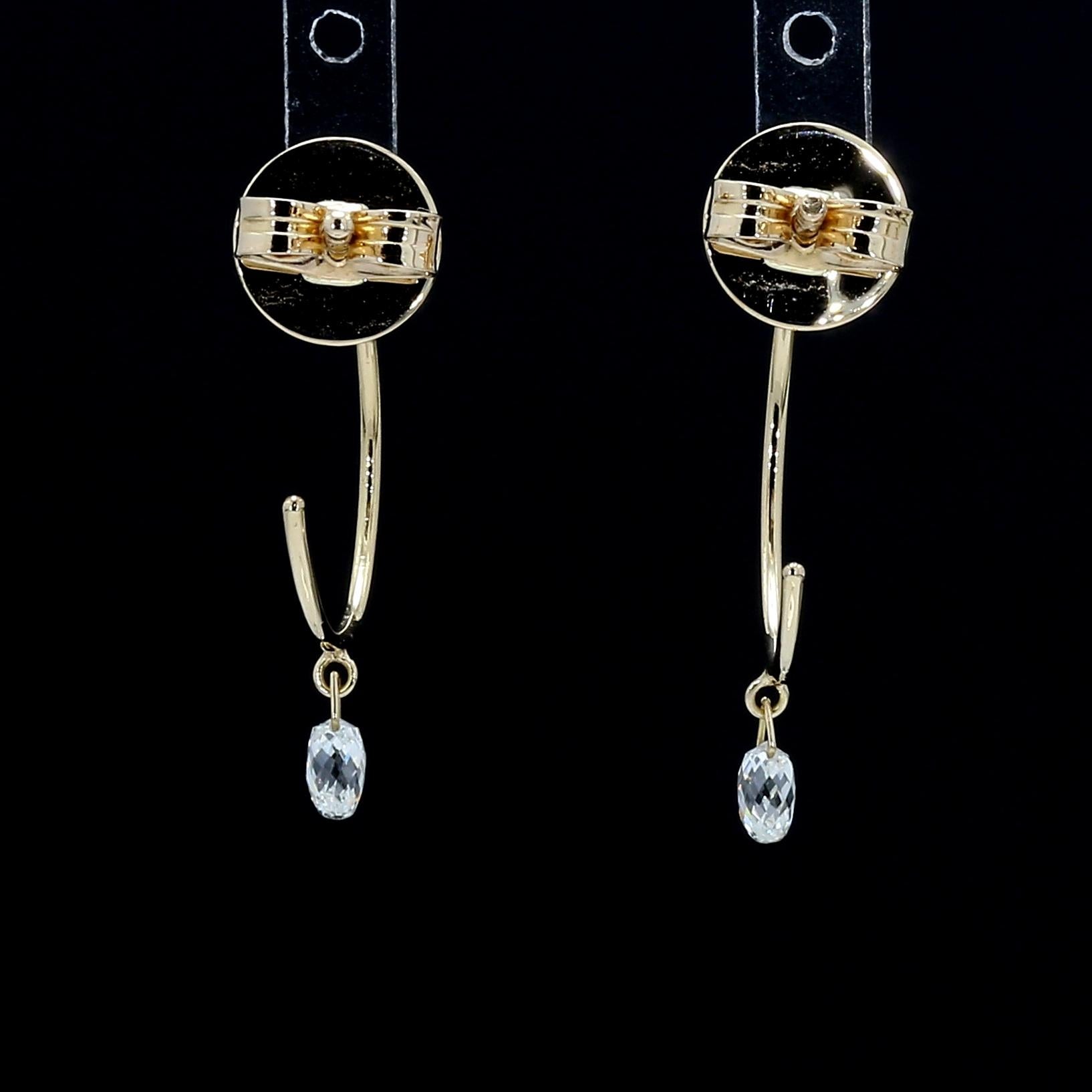 PANIM 0.31 Carat 18K Yellow Gold Diamond Briolette Hoop Earrings For Sale 6